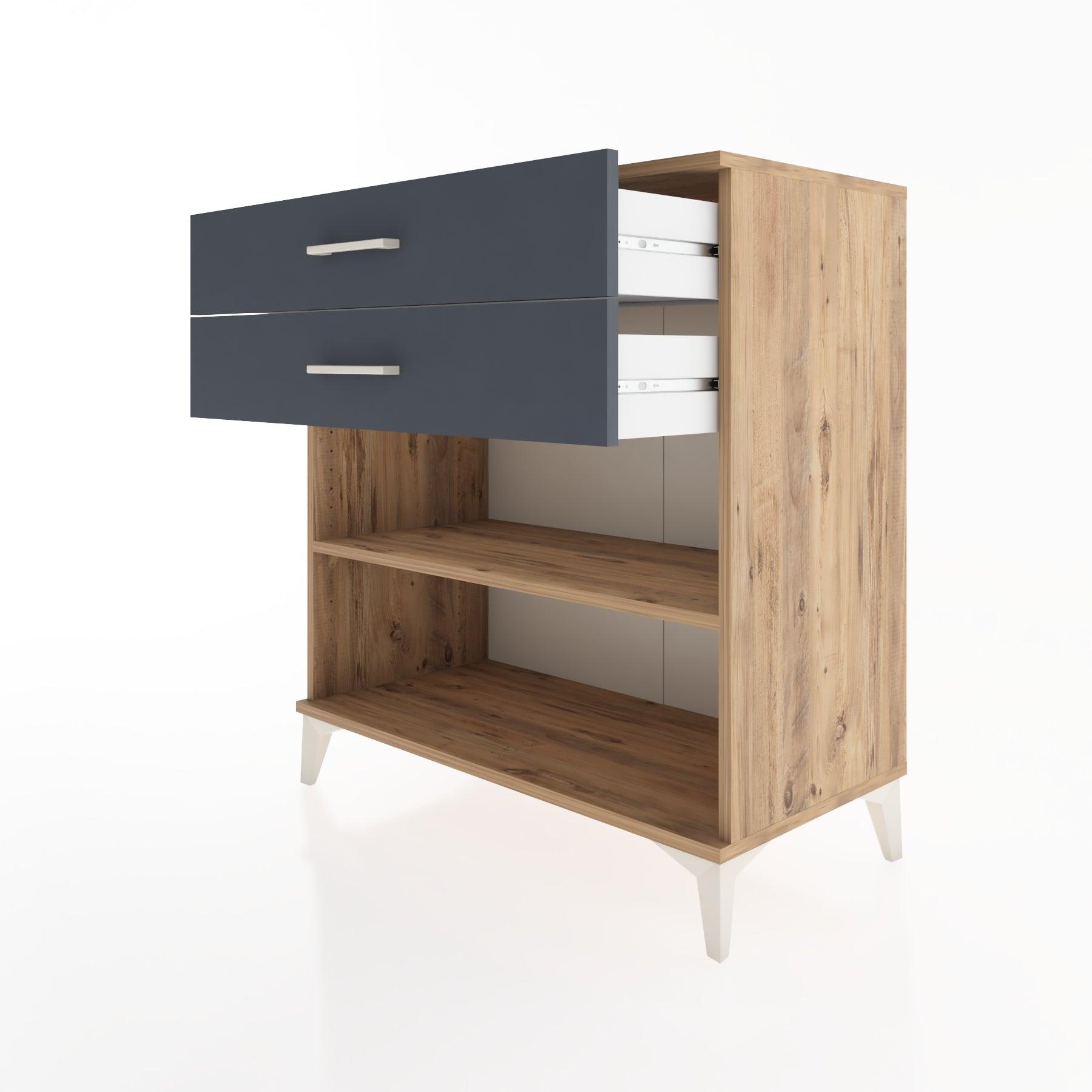 Woodntry Modüler Şifonyer Çam 88x44x84 cm Çekmeceli ve Raflı CR14-3