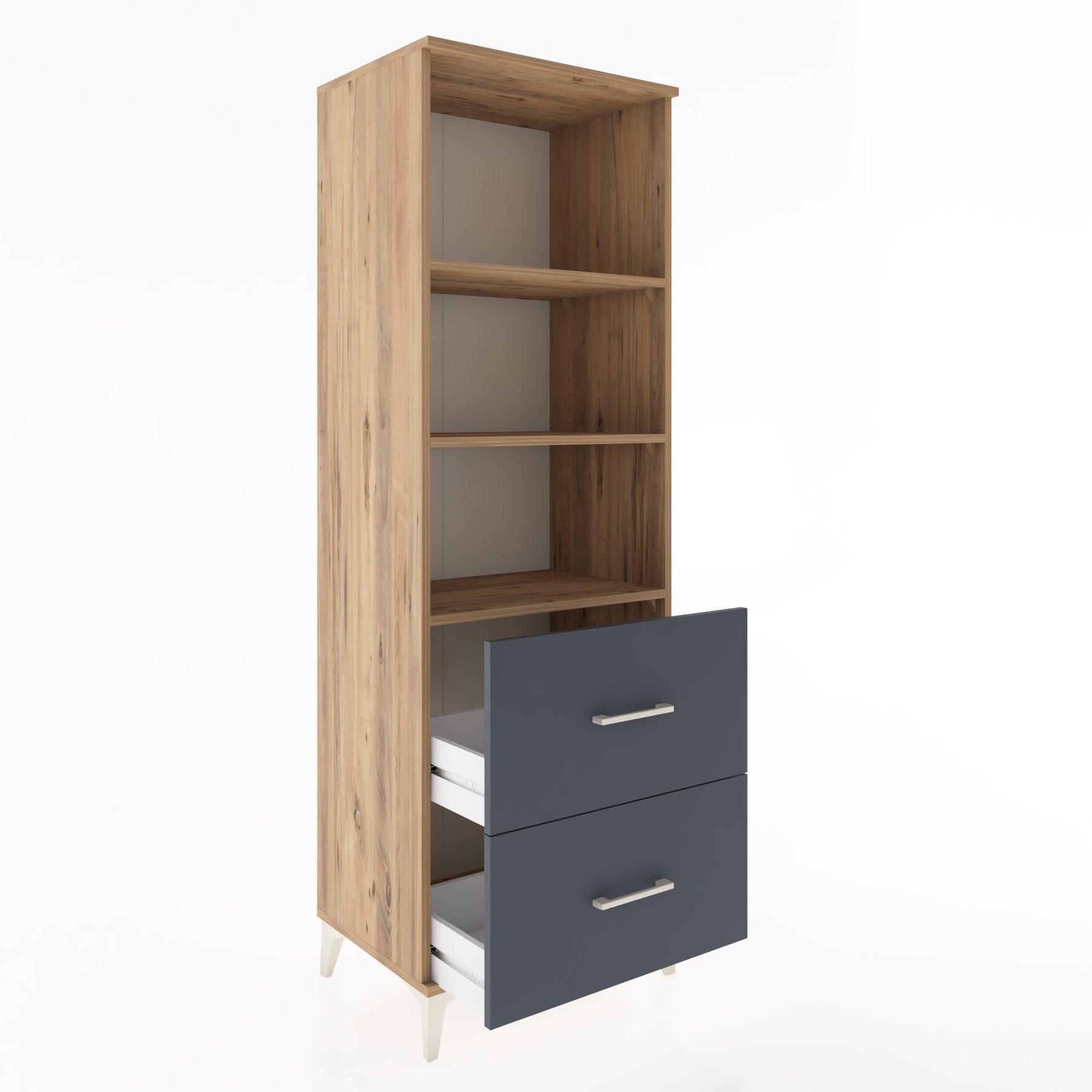 Woodntry Modüler Dolap Çam 60x44x170 cm Çekmeceli ve Raflı CR48-3