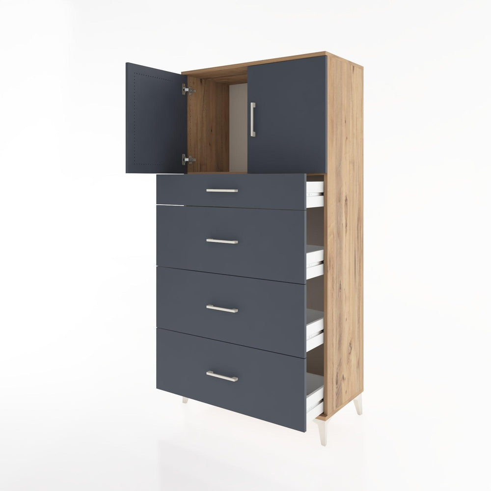 Woodntry Modular Cabinet Pine 88x44x170 cm with Doors and Drawers KC23-3