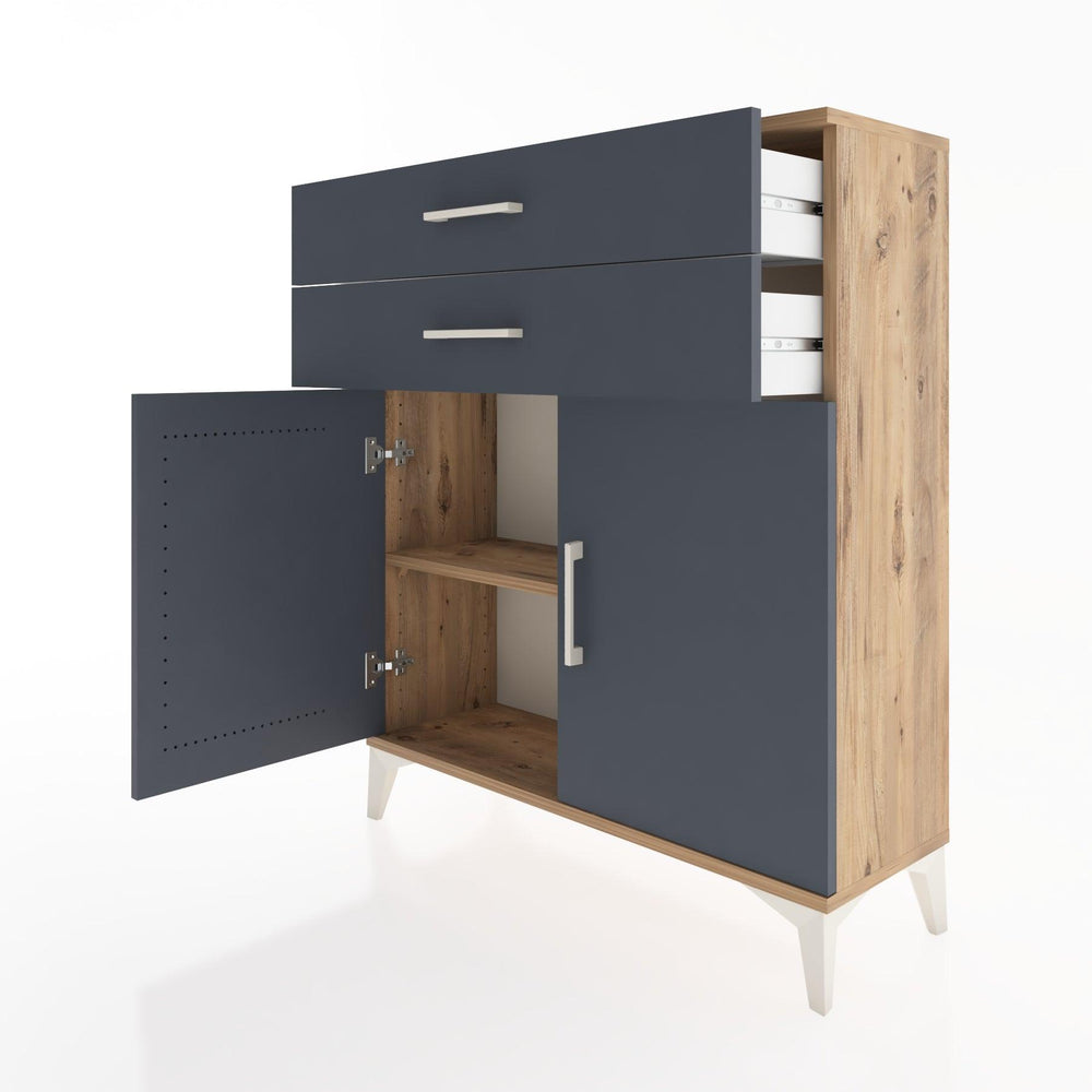 Woodntry Modüler Şifonyer Çam 88x30x94 cm Kapaklı ve Çekmeceli KC3-3