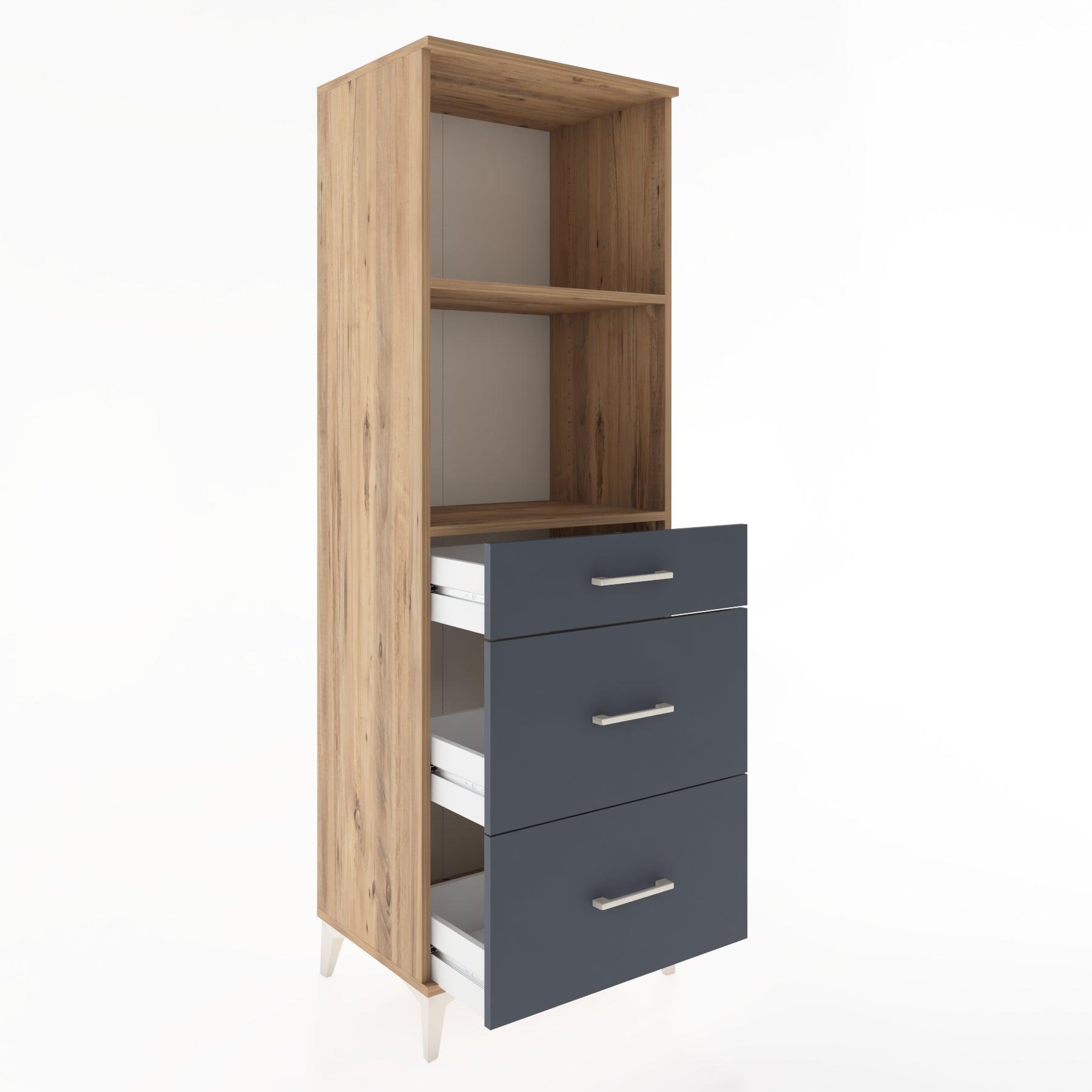 Woodntry Modüler Dolap Çam 60x44x170 cm Çekmeceli ve Raflı CR47-3