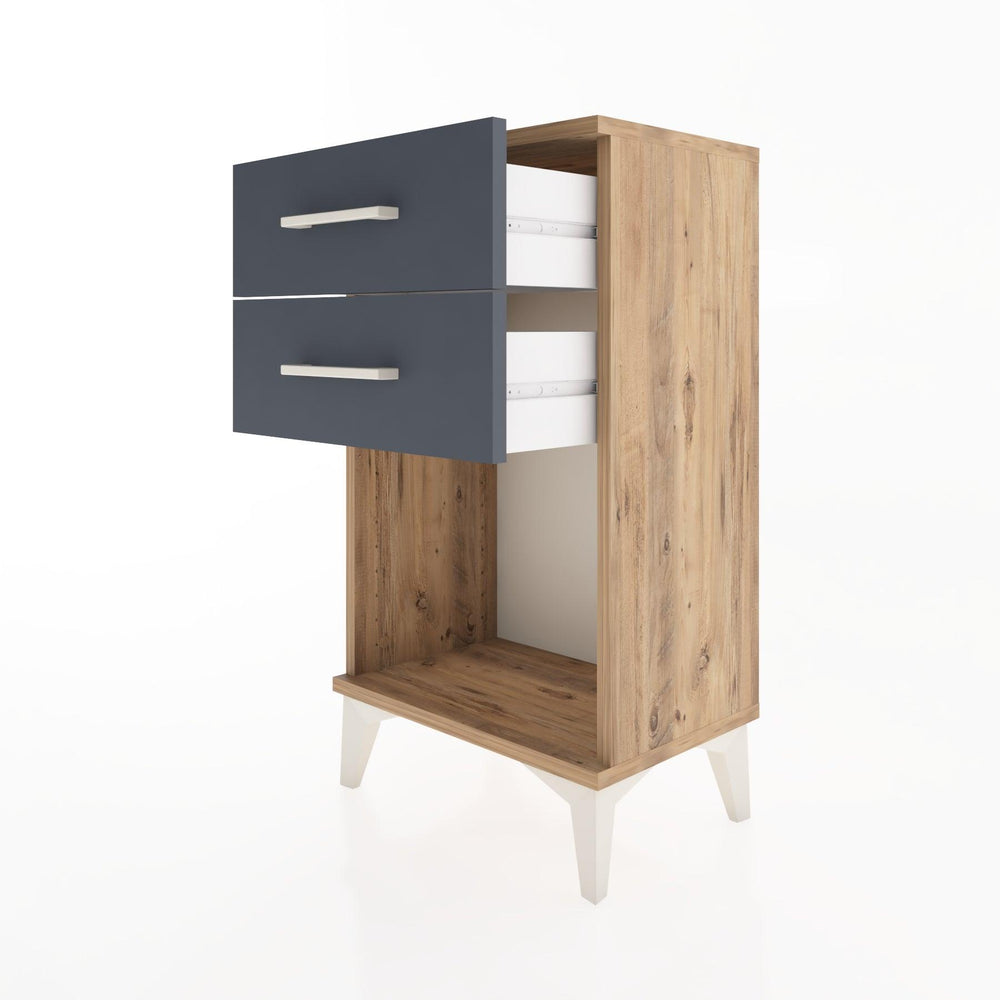 Woodntry Modüler Komodin 2 Çekmece ve Raflı V1 44x30x68 cm Çam - Woodntry