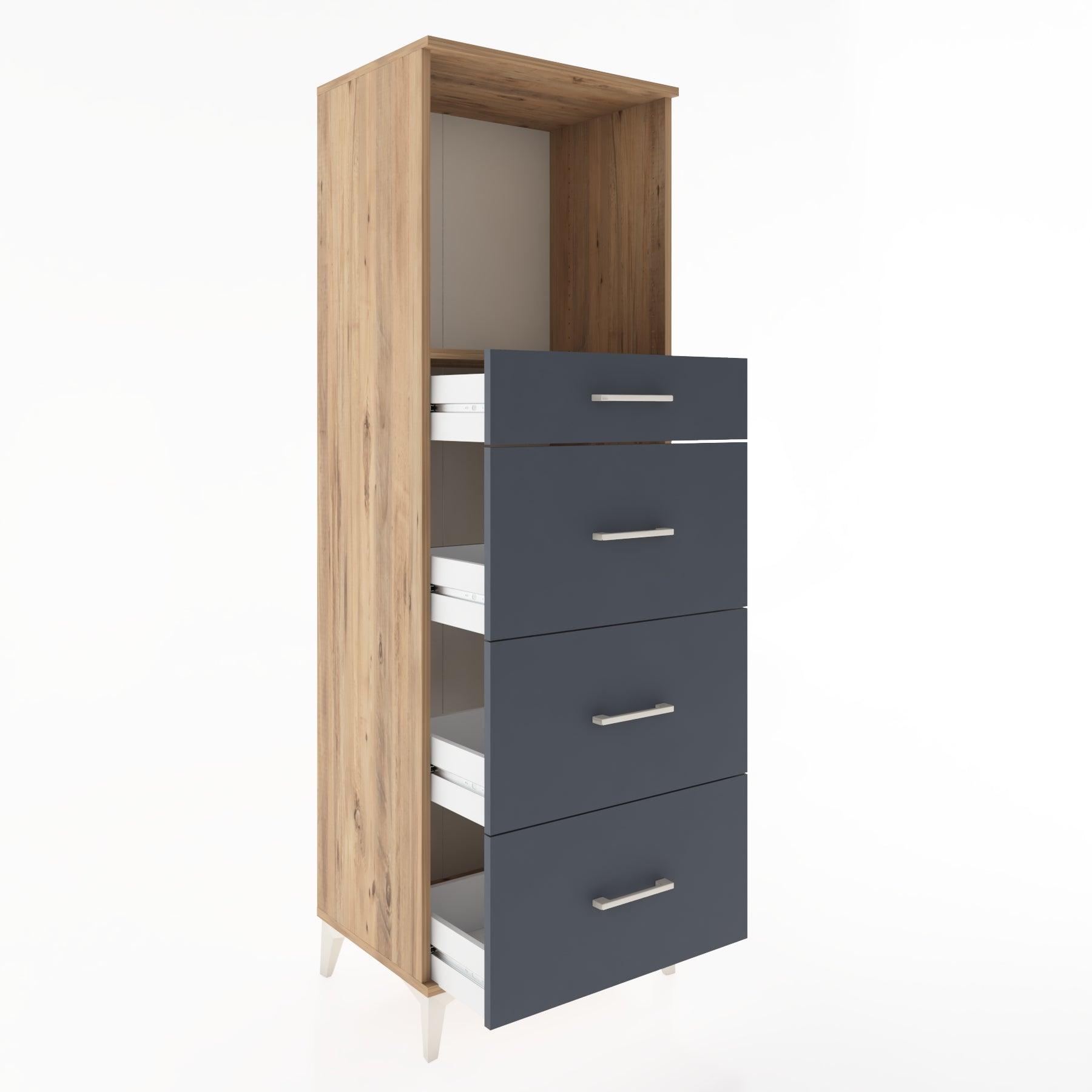 Woodntry Modüler Dolap Çam 60x44x170 cm Çekmeceli ve Raflı CR50-3