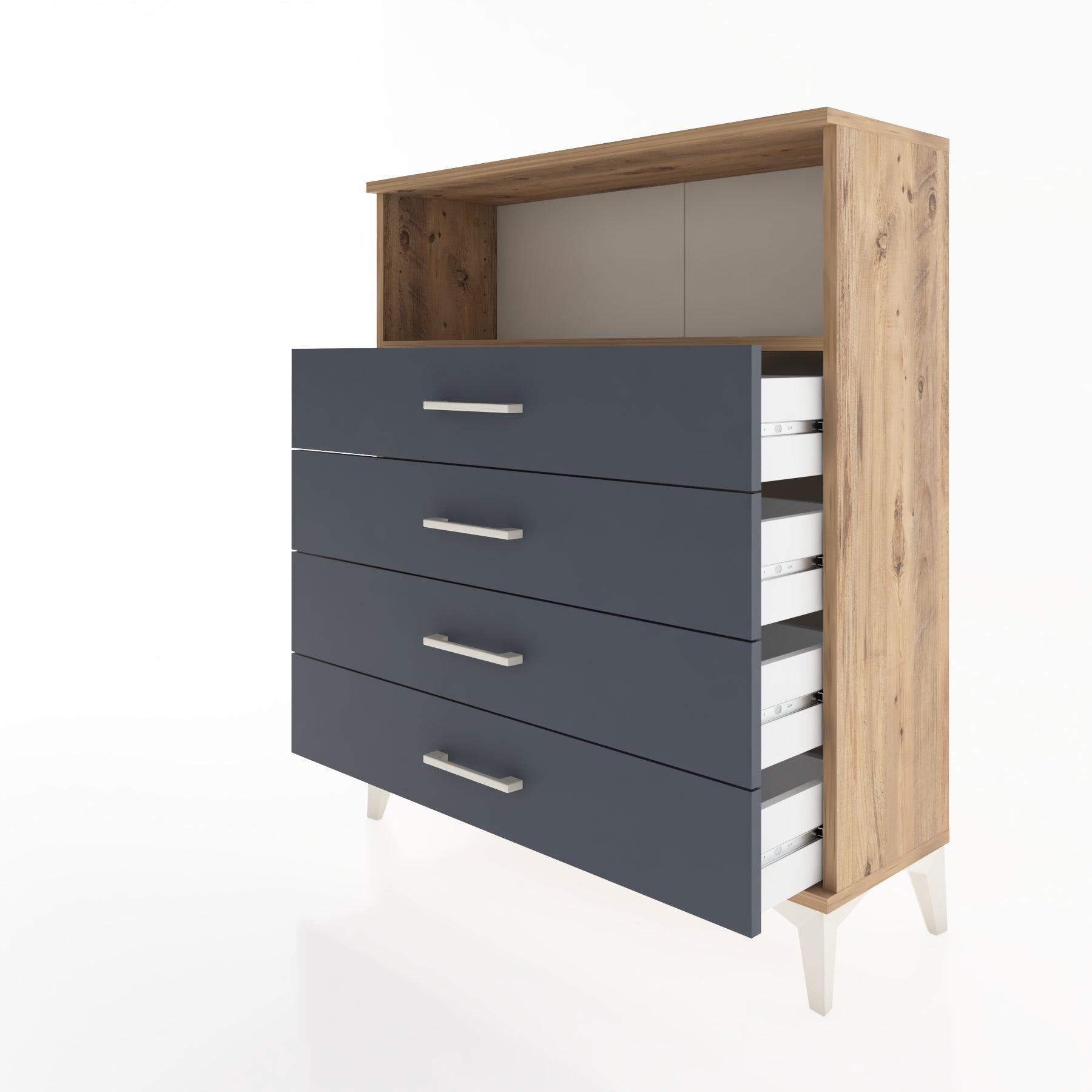 Woodntry Modüler Şifonyer Çam 88x30x94 cm Çekmeceli ve Raflı CR19-3