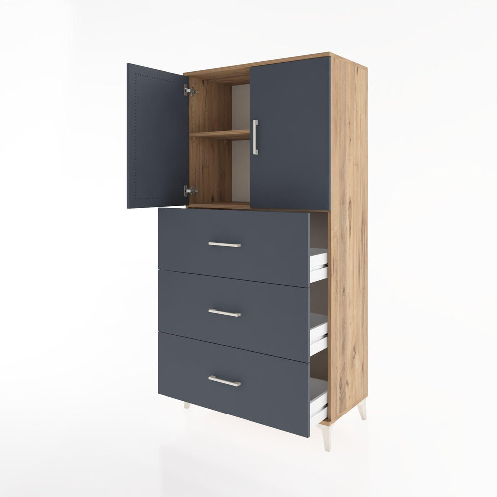 Woodntry Modular Cabinet Pine 88x44x170 cm with Doors and Drawers KC24-3