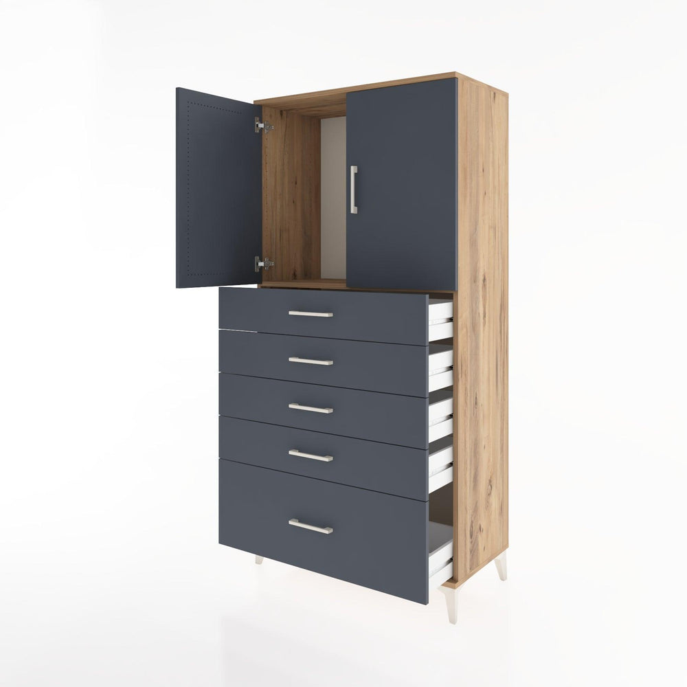 Woodntry Modular Cabinet Pine 88x44x170 cm with Doors and Drawers KC12-3
