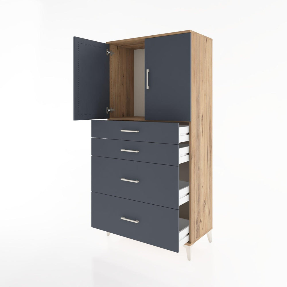 Woodntry Modular Cabinet Pine 88x44x170 cm with Doors and Drawers KC19-3