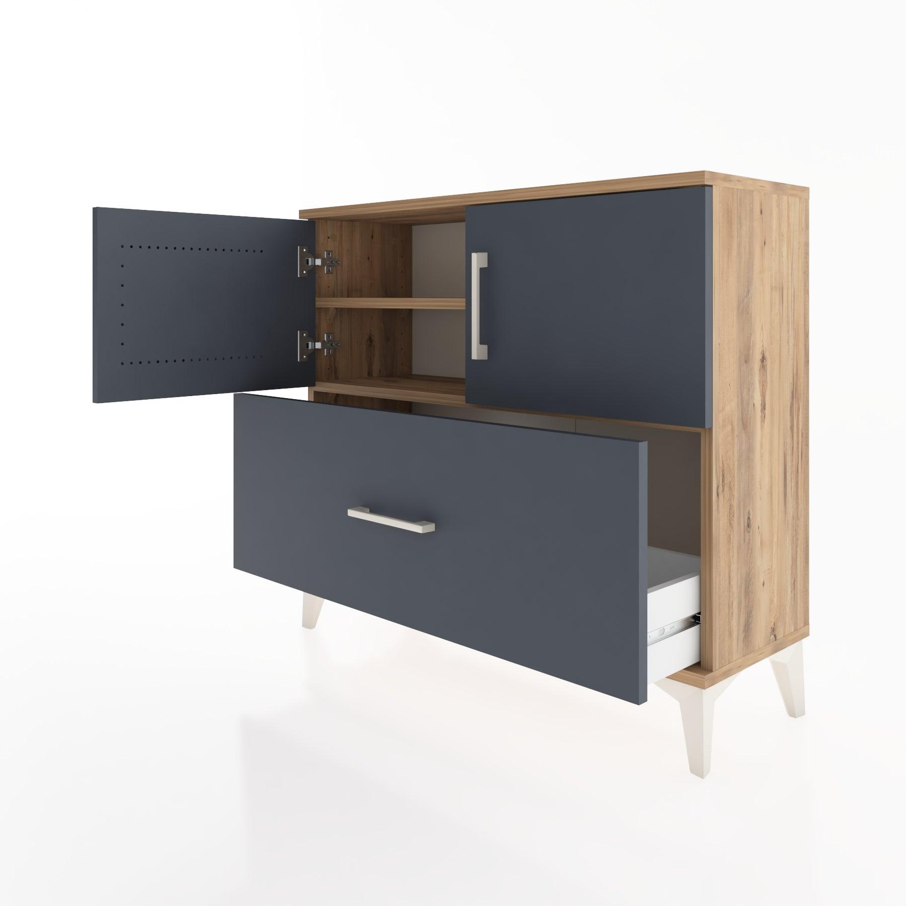 Woodntry Modüler Şifonyer Kapak ve Çekmeceli V2 88x30x68 cm Çam - Woodntry
