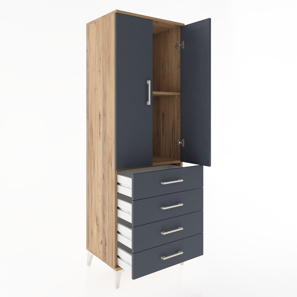 Woodntry Modüler Dolap Çam 60x44x170 cm Kapaklı ve Çekmeceli KC5-3