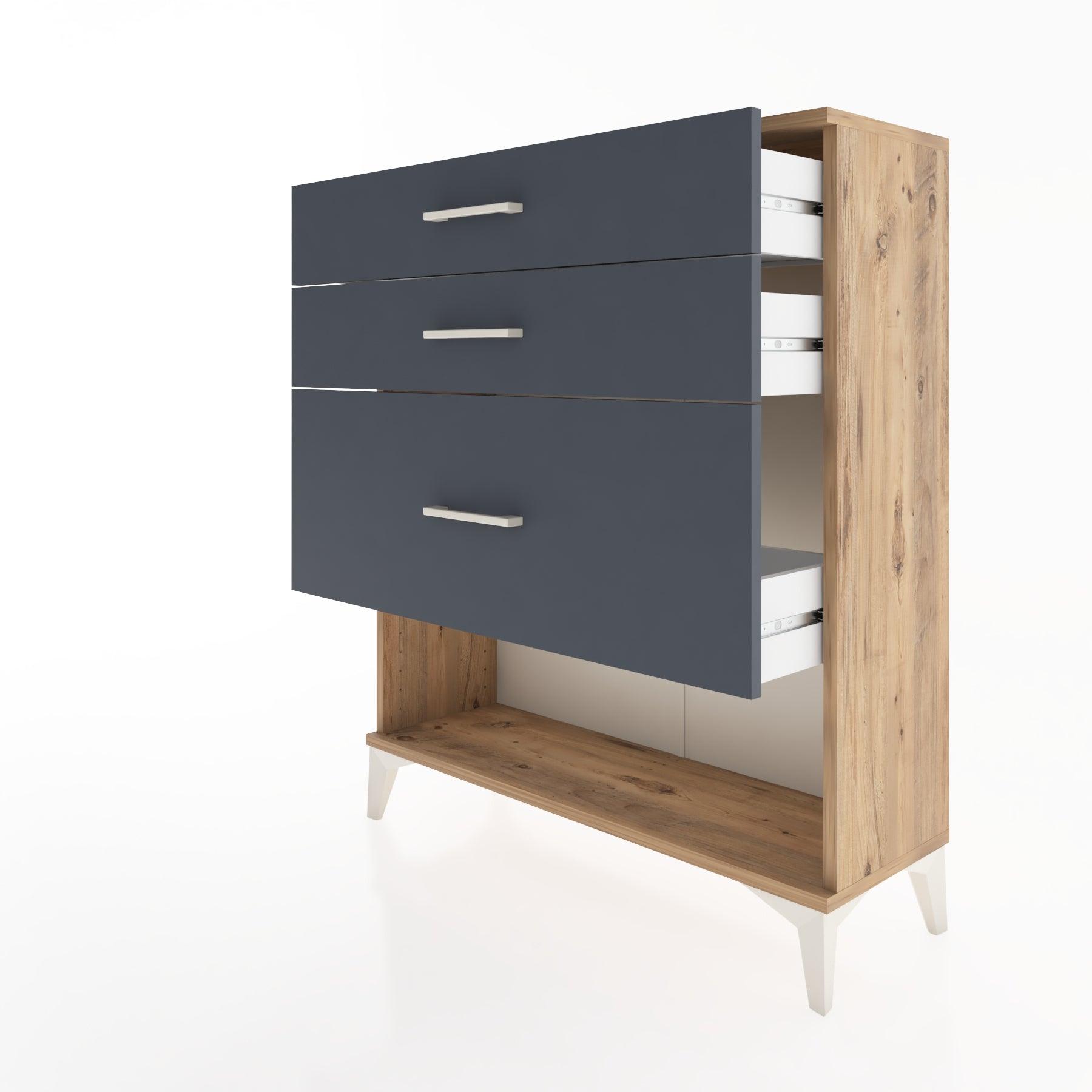 Woodntry Modular Dresser Pine 88x30x94 cm with Drawers and Shelves CR15-3
