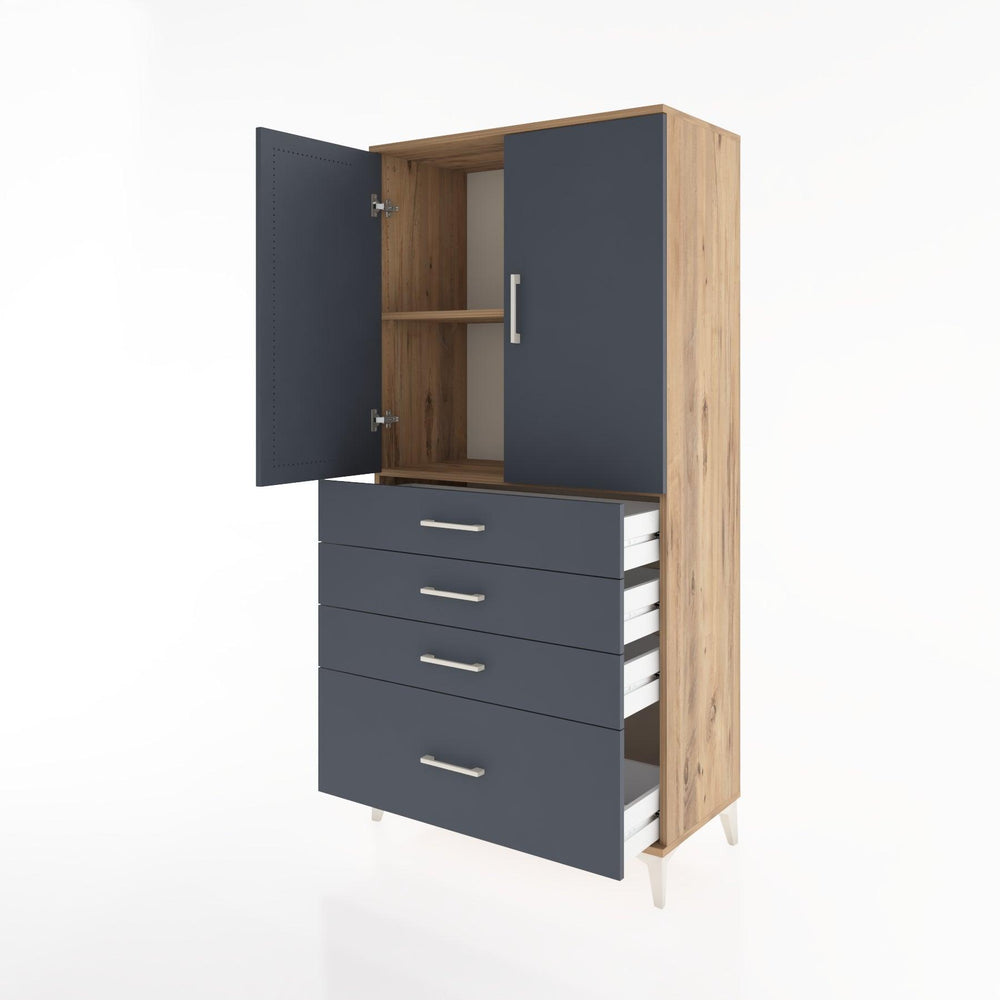 Woodntry Modular Cabinet Pine 88x44x170 cm with Doors and Drawers KC13-3