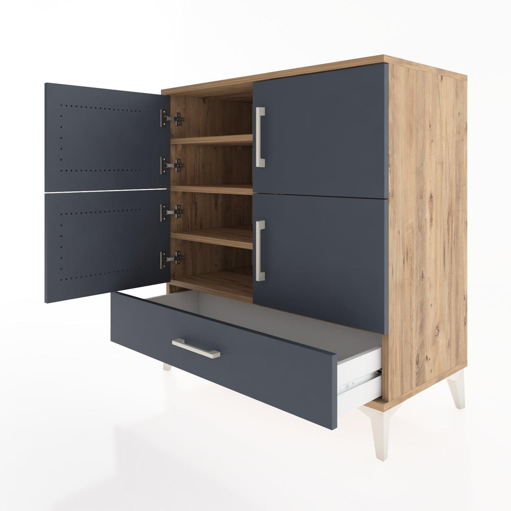 Woodntry Modüler Şifonyer Çam 88x44x84 cm Kapaklı ve Çekmeceli KC91-3