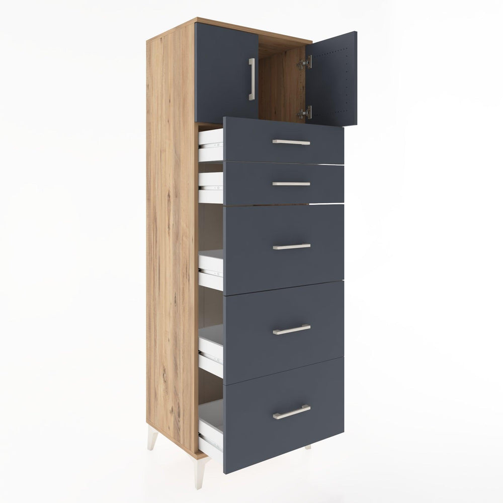 Woodntry Modular Cabinet Pine 60x44x170 cm with Doors and Drawers KC22-3