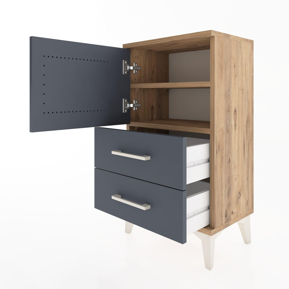 Woodntry Modüler Komodin Kapaklı 2 Çekmeceli 44x30x68 cm Çam - Woodntry