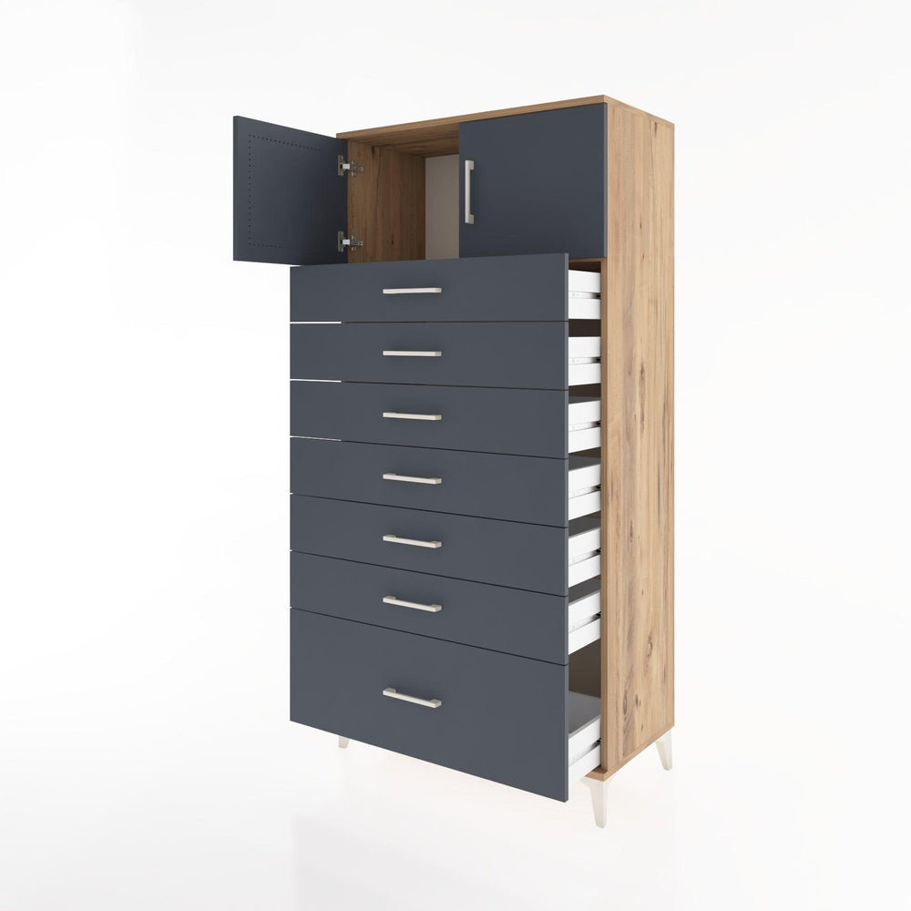 Woodntry Modular Cabinet Pine 88x44x170 cm with Doors and Drawers KC10-3