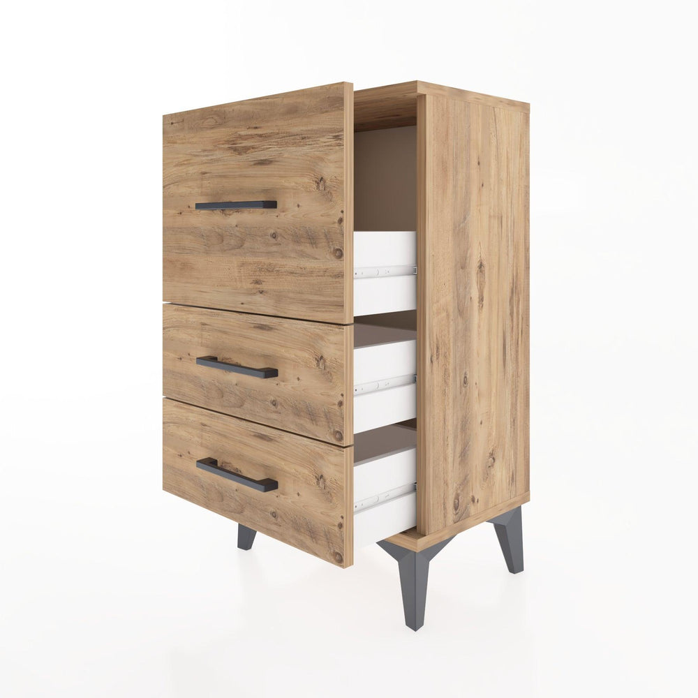 Woodntry Modüler Komodin Üç Çekmeceli V1 44x30x68 cm Çam - Woodntry