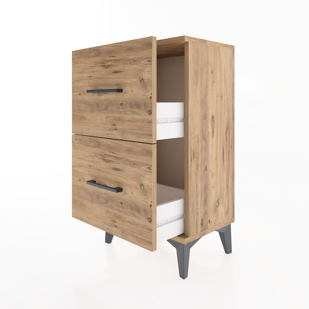 Woodntry Modüler Komodin İki Çekmeceli 44x30x68 cm Çam - Woodntry