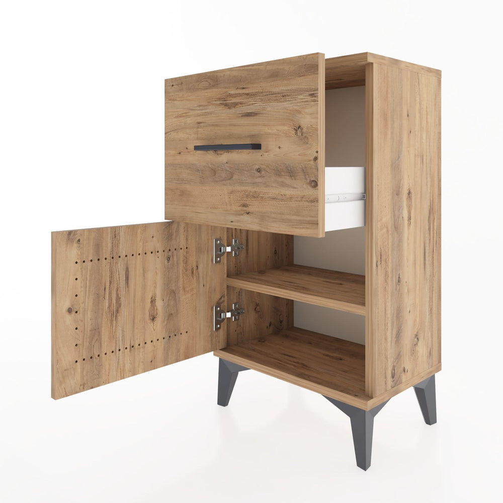 Woodntry Modüler Komodin Çekmece ve Kapaklı V1 44x30x68 cm Çam - Woodntry