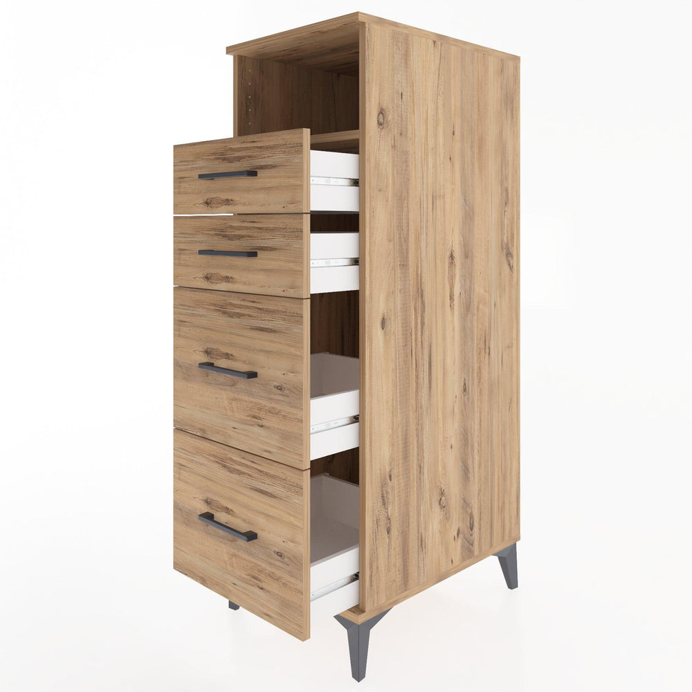 Woodntry Modüler Dolap Çam 44x30x122 cm Çekmeceli ve Raflı CR101-3