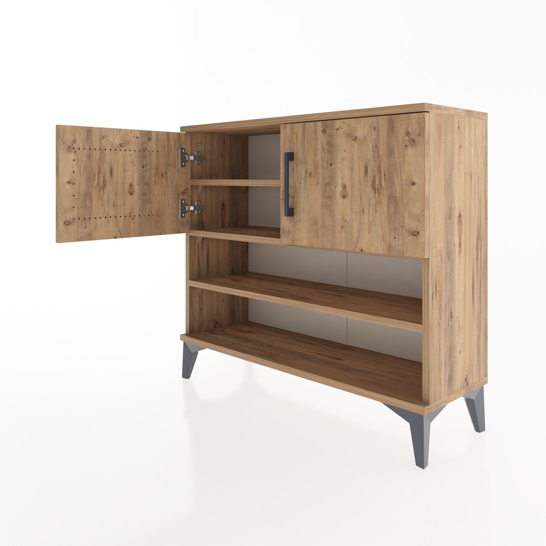 Woodntry Modüler Şifonyer Raf ve İki Kapaklı V2 88x30x68 cm Antrasit - Woodntry