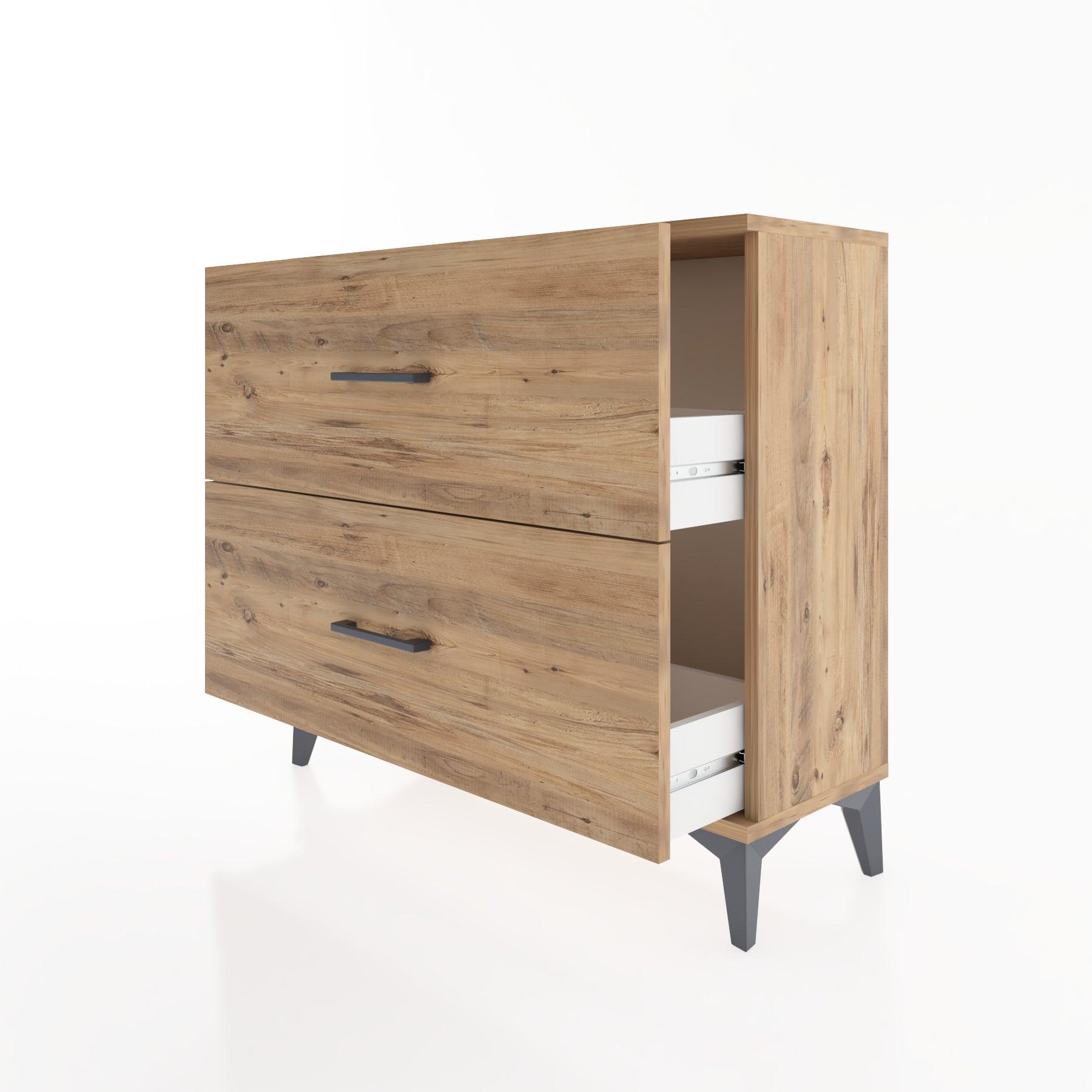 Woodntry Modüler Şifonyer İki Çekmeceli V4 88x30x68 cm Çam - Woodntry