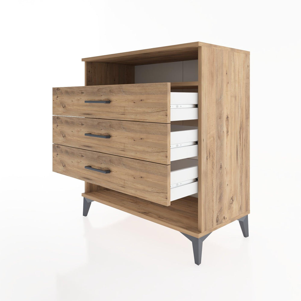 Woodntry Modüler Şifonyer Çam 88x44x84 cm Çekmeceli ve Raflı CR20-3