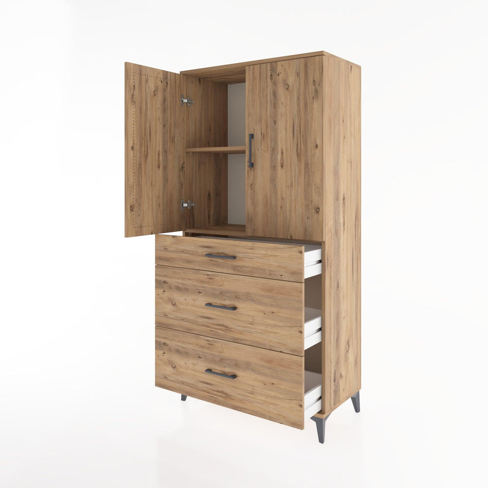 Woodntry Modular Cabinet Pine 88x44x170 cm with Doors and Drawers KC20-3