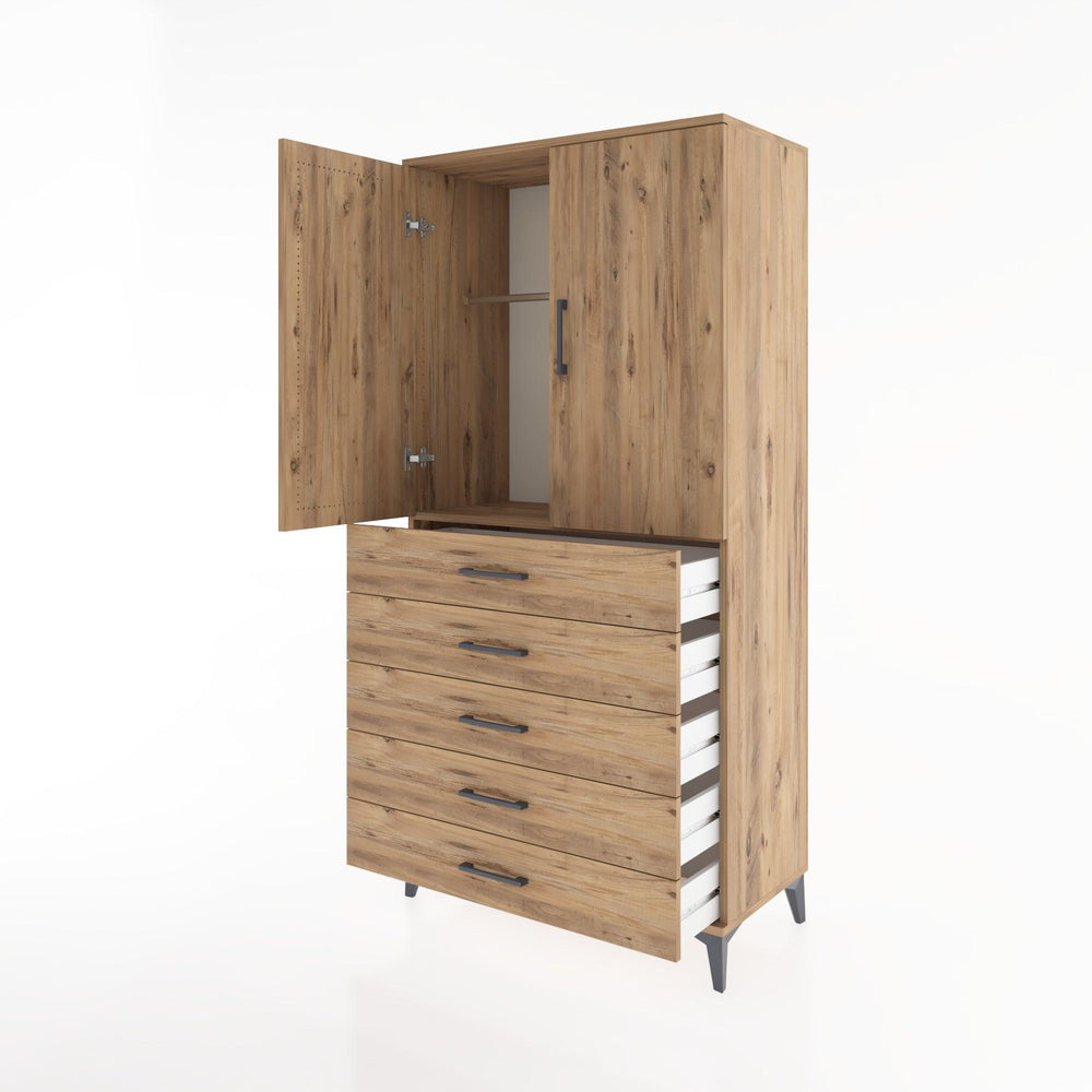 Woodntry Modular Cabinet Pine 88x44x170 cm with Doors and Drawers KC26-3