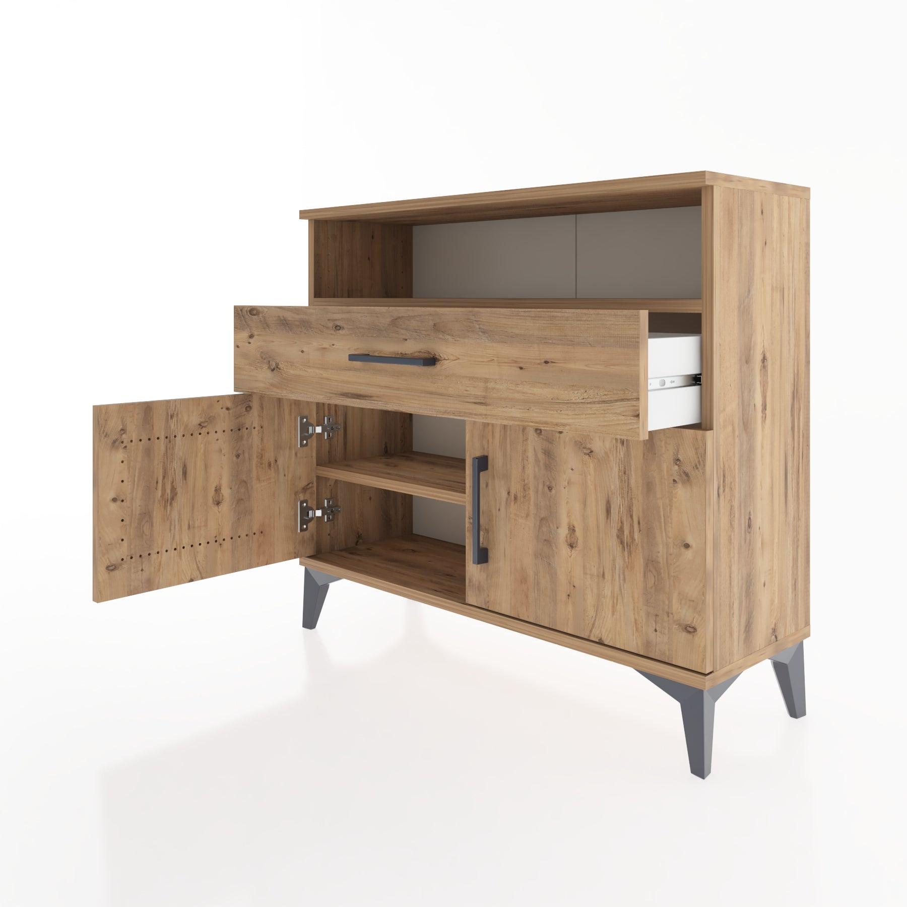 Woodntry Modüler Şifonyer Kapak Raf Çekmeceli 88x30x68 cm Çam - Woodntry