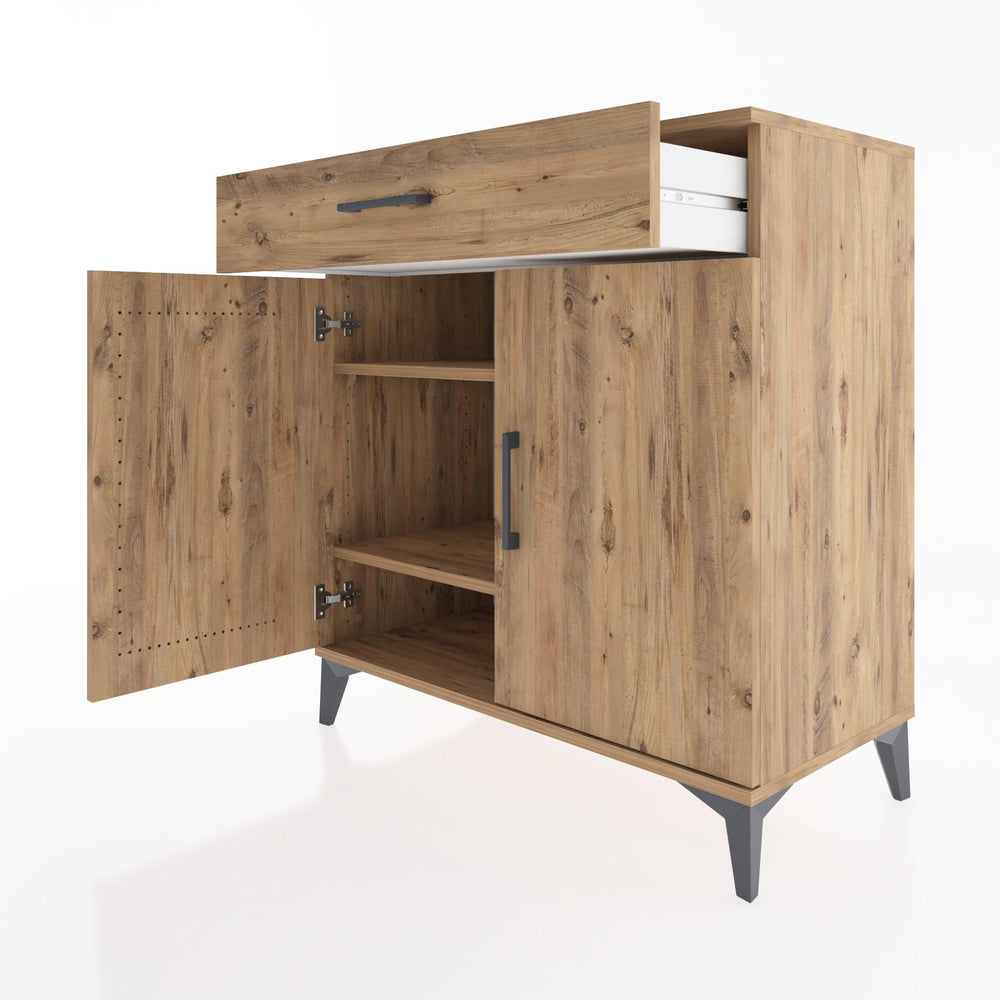 Woodntry Modüler Şifonyer Çam 88x44x84 cm Kapaklı ve Çekmeceli KC79-3