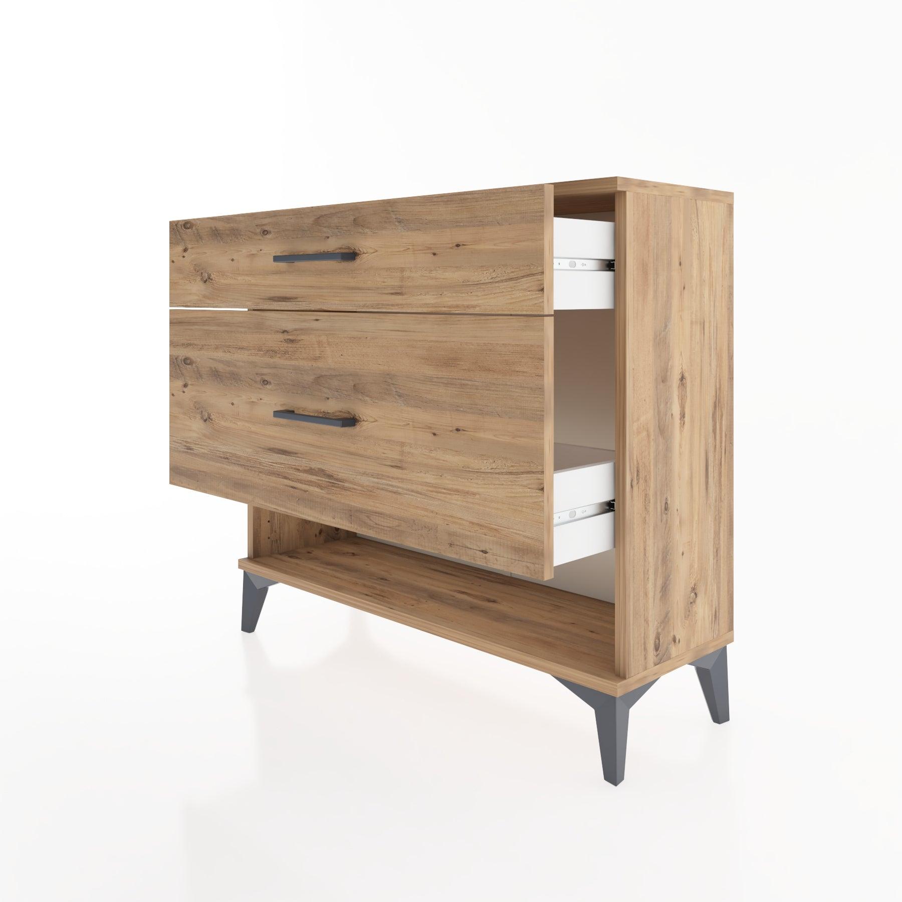 Woodntry Modüler Şifonyer İki Çekmeceli V8 88x30x68 cm Çam - Woodntry