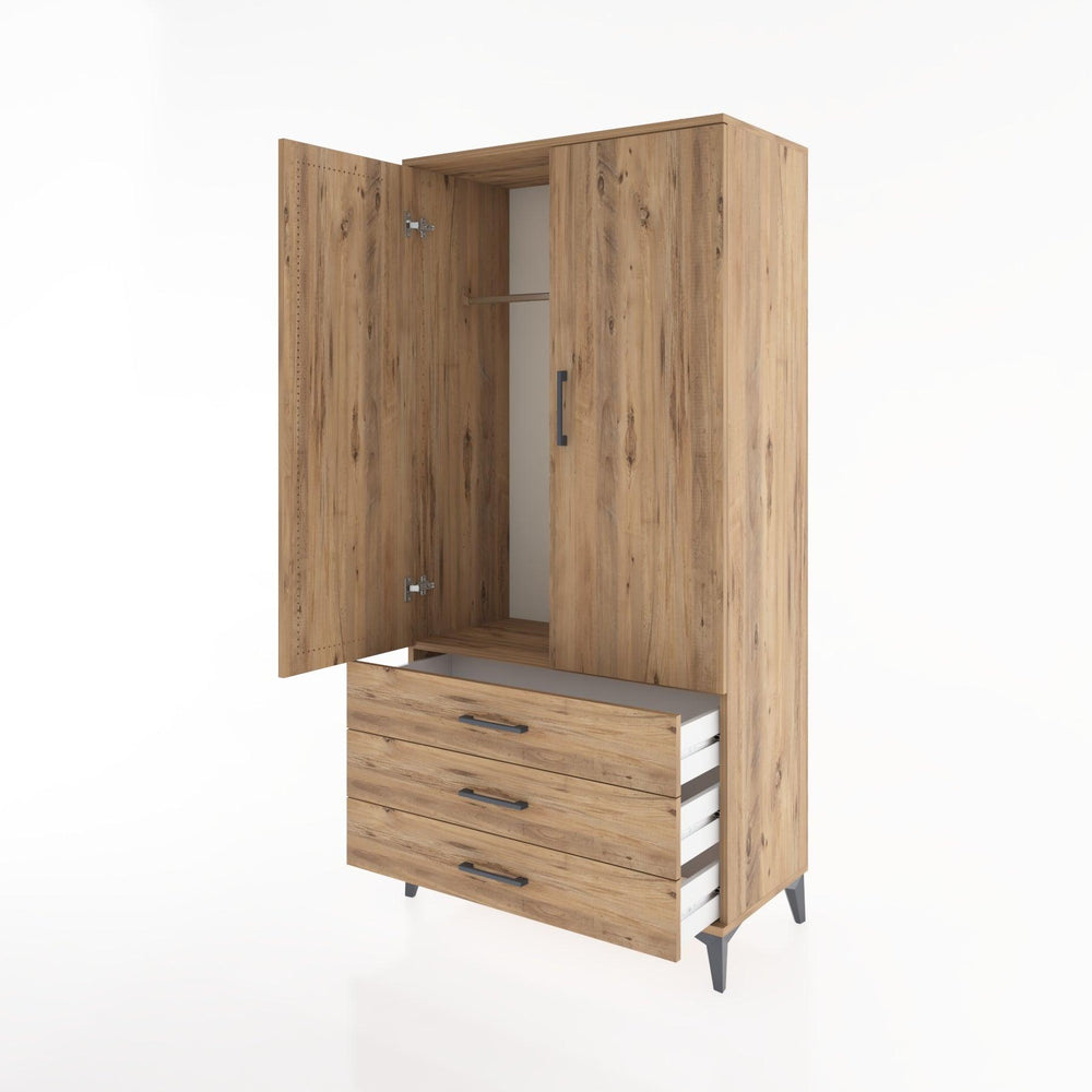 Woodntry Modular Cabinet Pine 88x44x170 cm with Doors and Drawers KC28-3