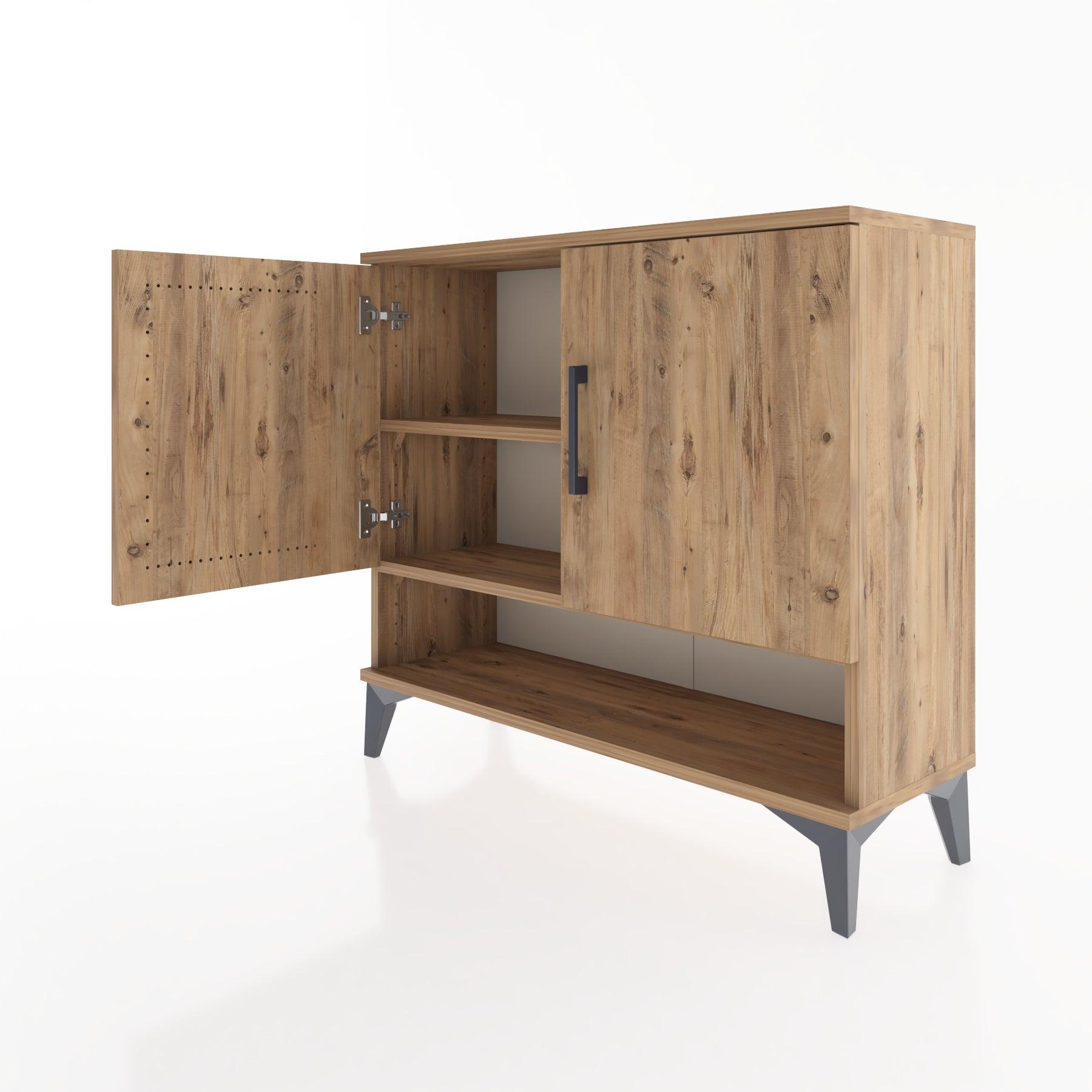 Woodntry Modüler Şifonyer İki Kapak ve Raflı V1 88x30x68 cm Çam - Woodntry