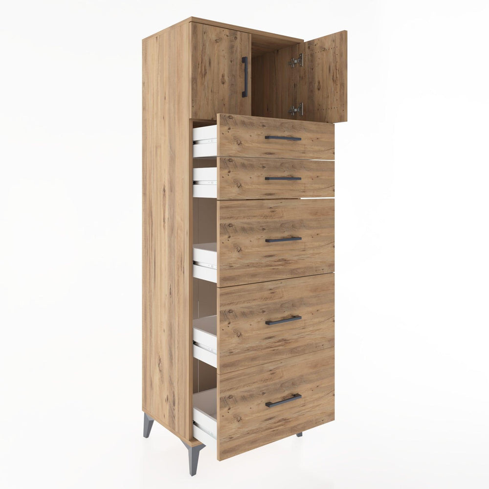 Woodntry Modular Cabinet Pine 60x44x170 cm with Doors and Drawers KC22-3