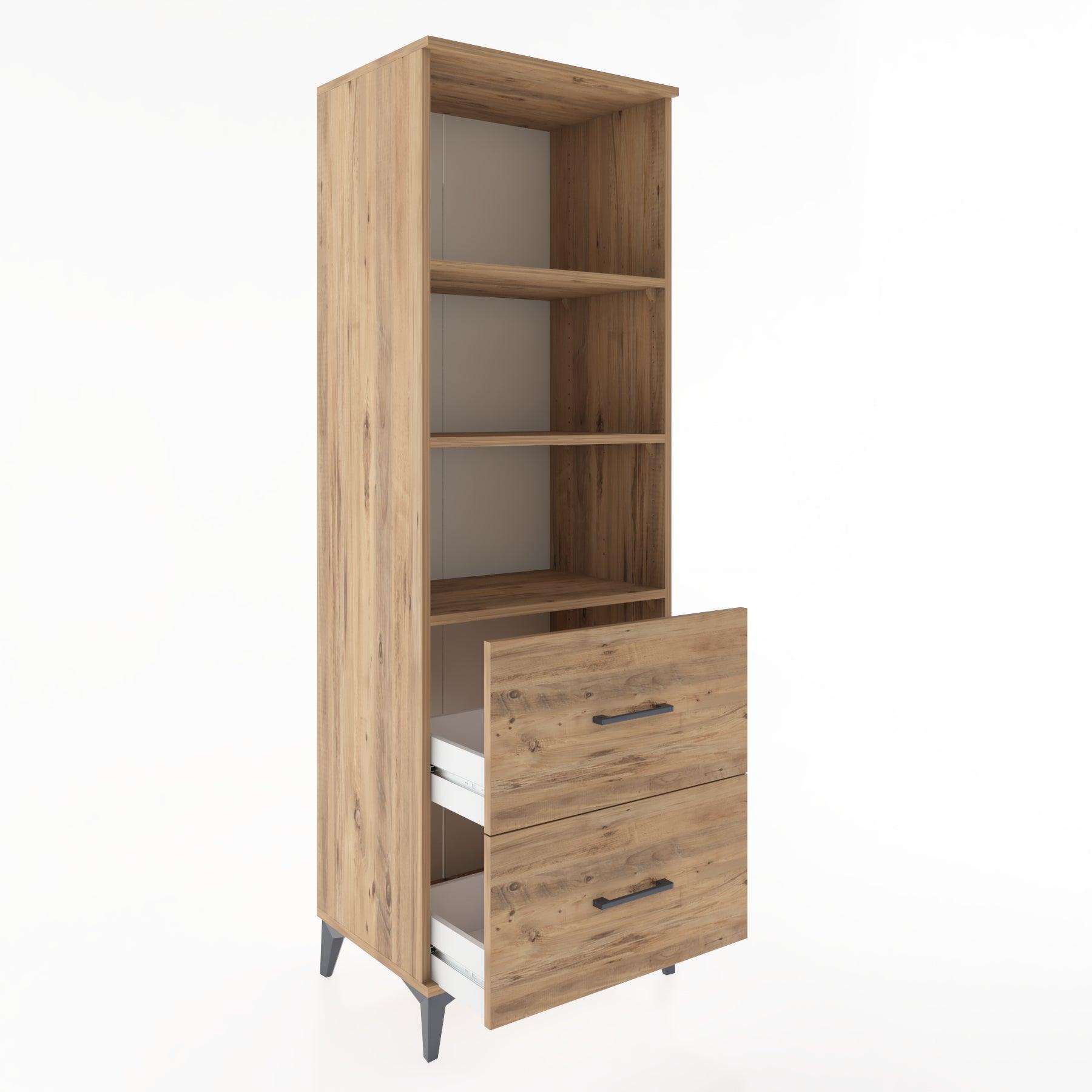 Woodntry Modüler Dolap Çam 60x44x170 cm Çekmeceli ve Raflı CR48-3