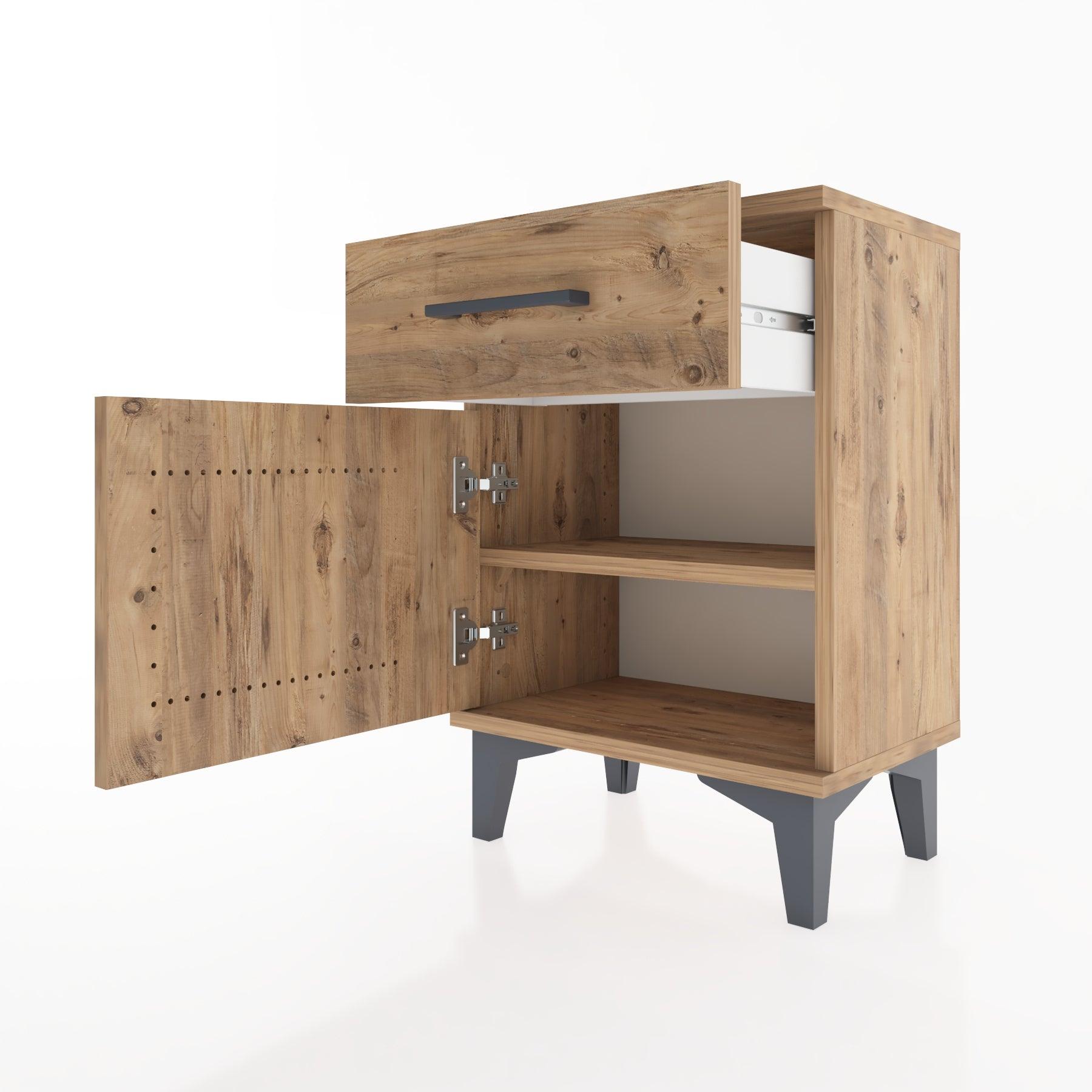 Woodntry Modüler Komodin Çekmece ve Kapaklı 44x30x52 cm Çam - Woodntry