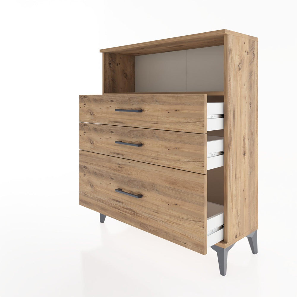 Woodntry Modüler Şifonyer Çam 88x30x94 cm Çekmeceli ve Raflı CR13-3