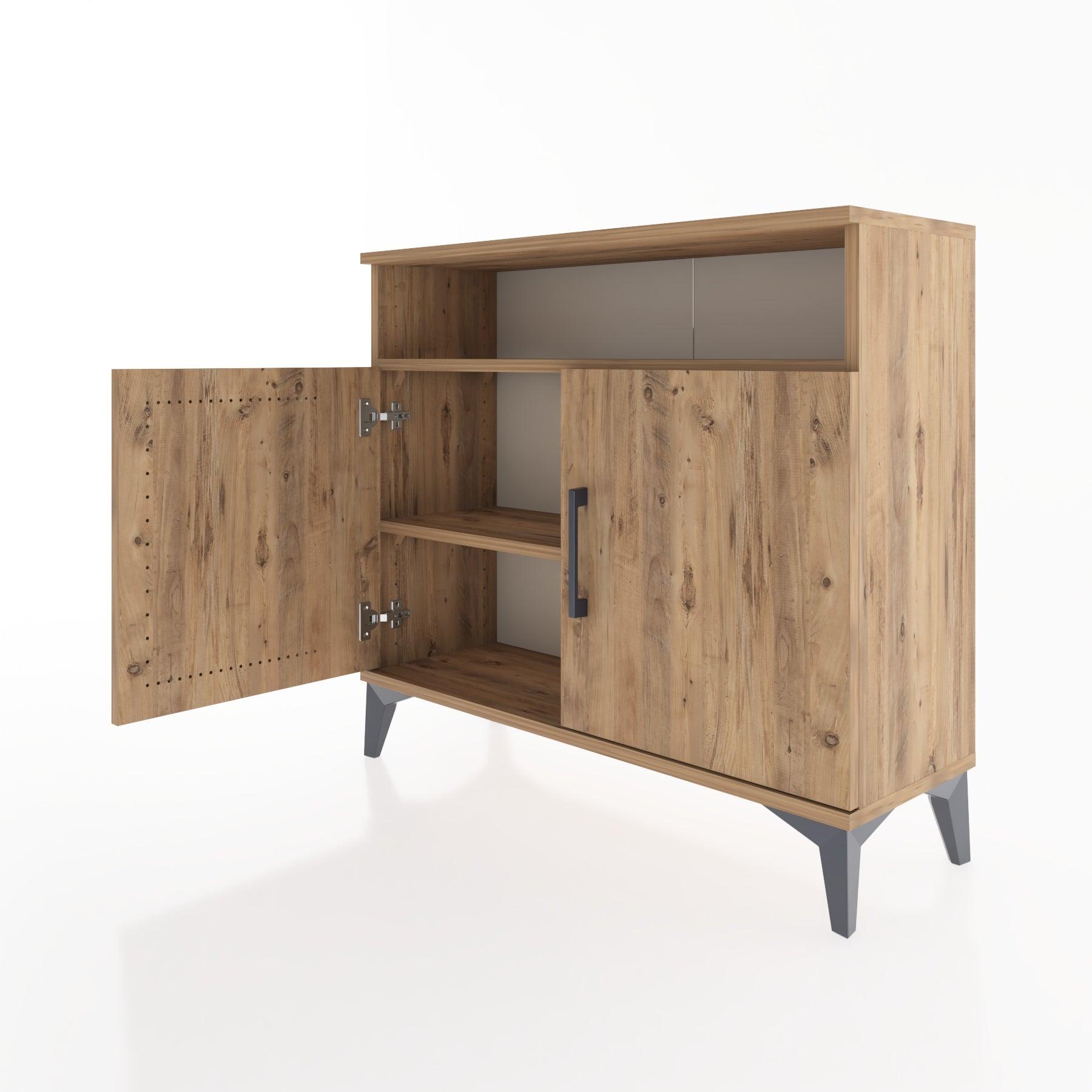 Woodntry Modüler Şifonyer Raf ve İki Kapaklı V1 88x30x68 cm Çam - Woodntry