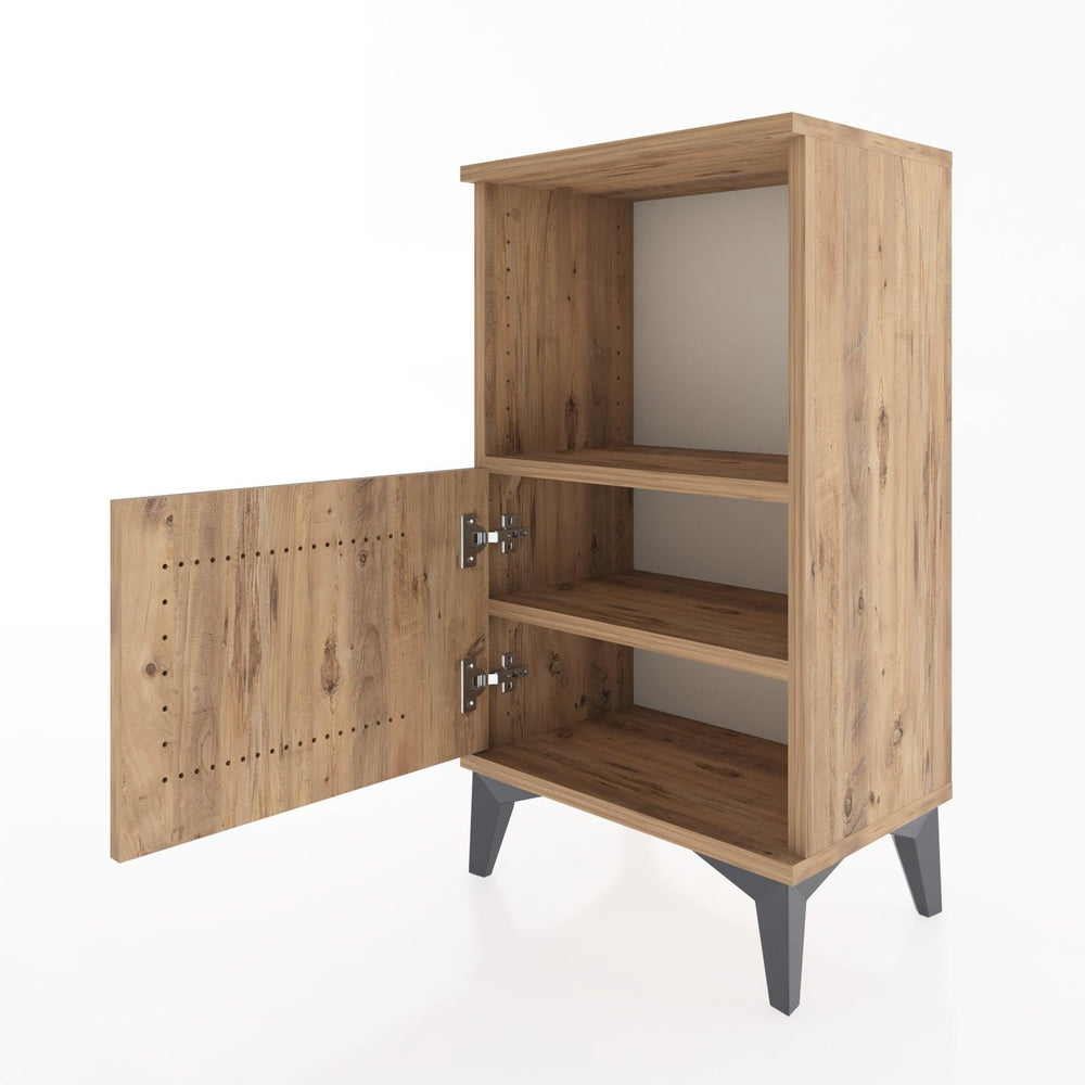 Woodntry Modüler Komodin Raf ve Tek Kapaklı V1 44x30x68 cm Çam - Woodntry