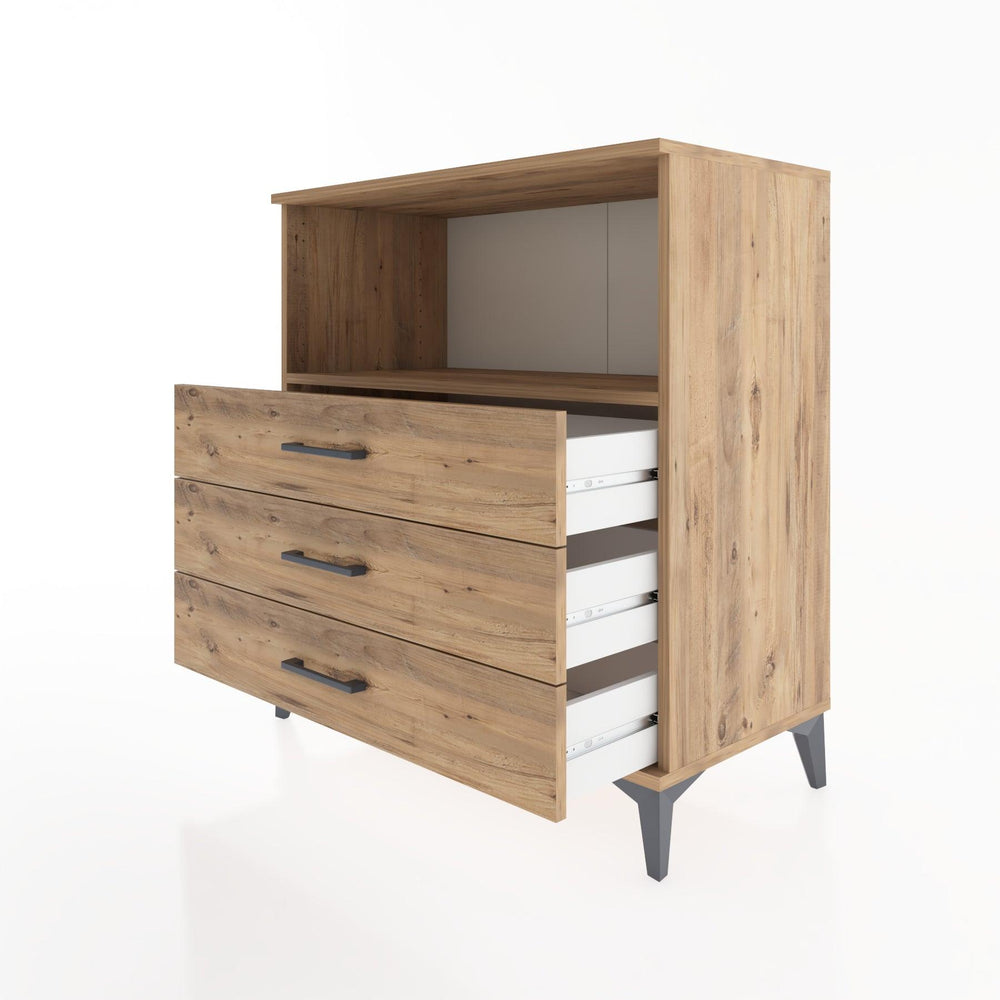 Woodntry Modüler Şifonyer Çam 88x44x84 cm Çekmeceli ve Raflı CR18-3