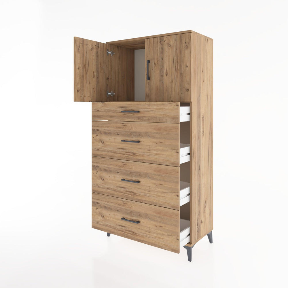 Woodntry Modular Cabinet Pine 88x44x170 cm with Doors and Drawers KC23-3