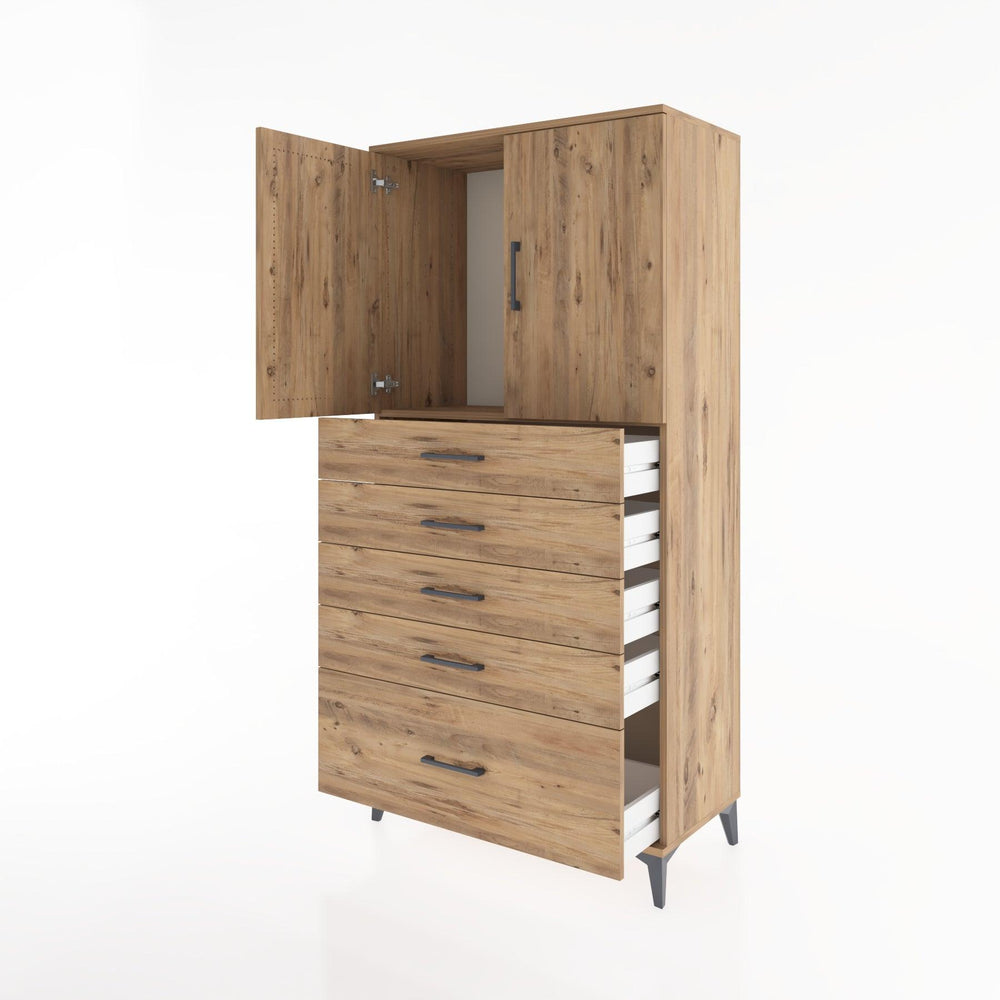 Woodntry Modular Cabinet Pine 88x44x170 cm with Doors and Drawers KC12-3