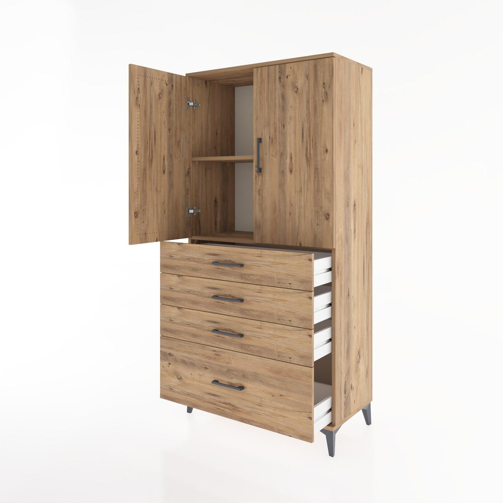 Woodntry Modular Cabinet Pine 88x44x170 cm with Doors and Drawers KC13-3