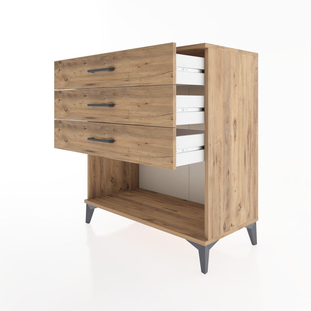 Woodntry Modüler Şifonyer Çam 88x44x84 cm Çekmeceli ve Raflı CR11-3