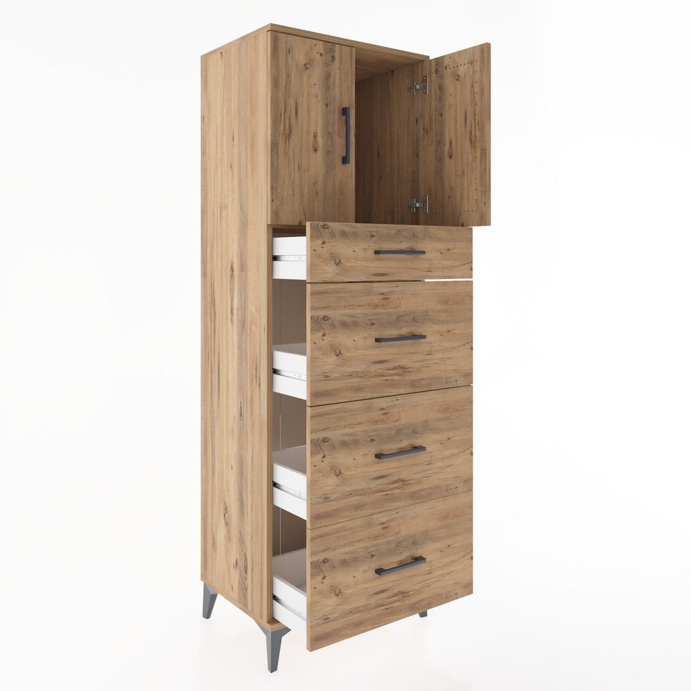Woodntry Modular Cabinet Pine 60x44x170 cm with Doors and Drawers KC23-3