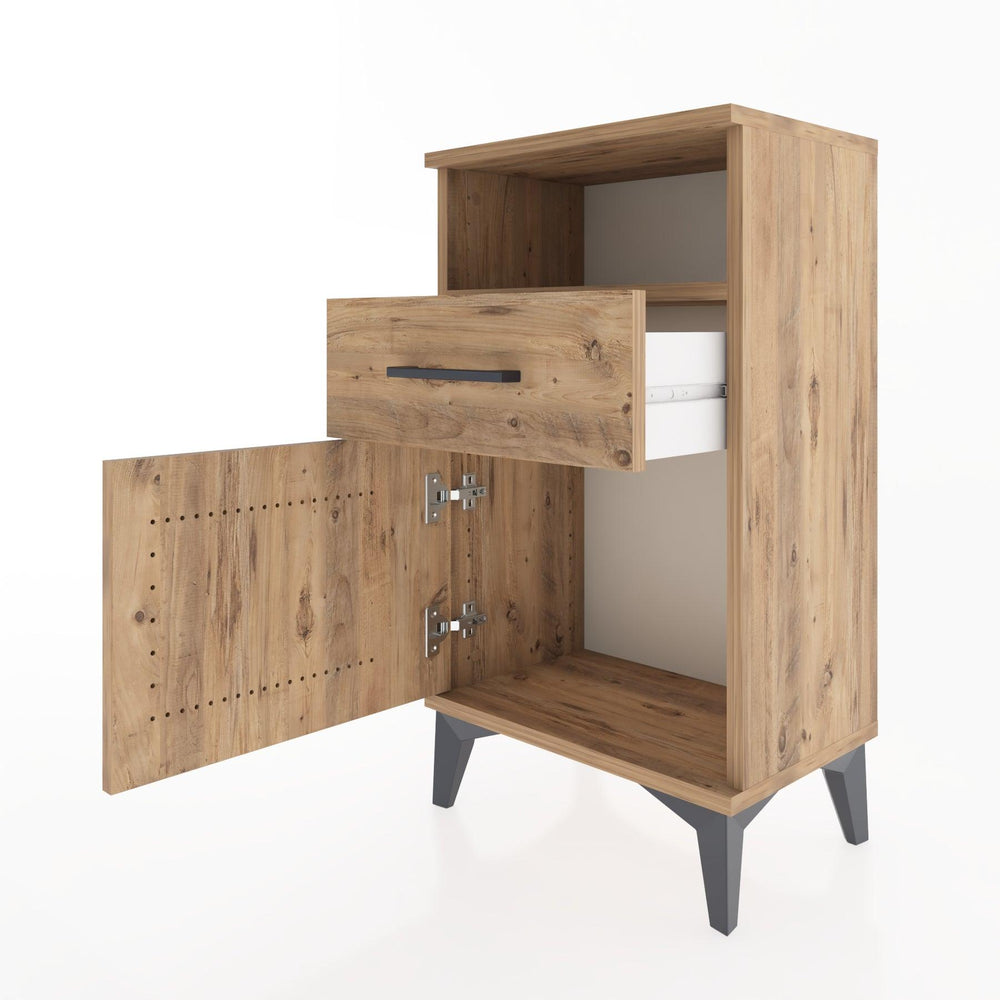 Woodntry Modüler Komodin Raf Çekmece Kapaklı 44x30x68 cm Çam - Woodntry