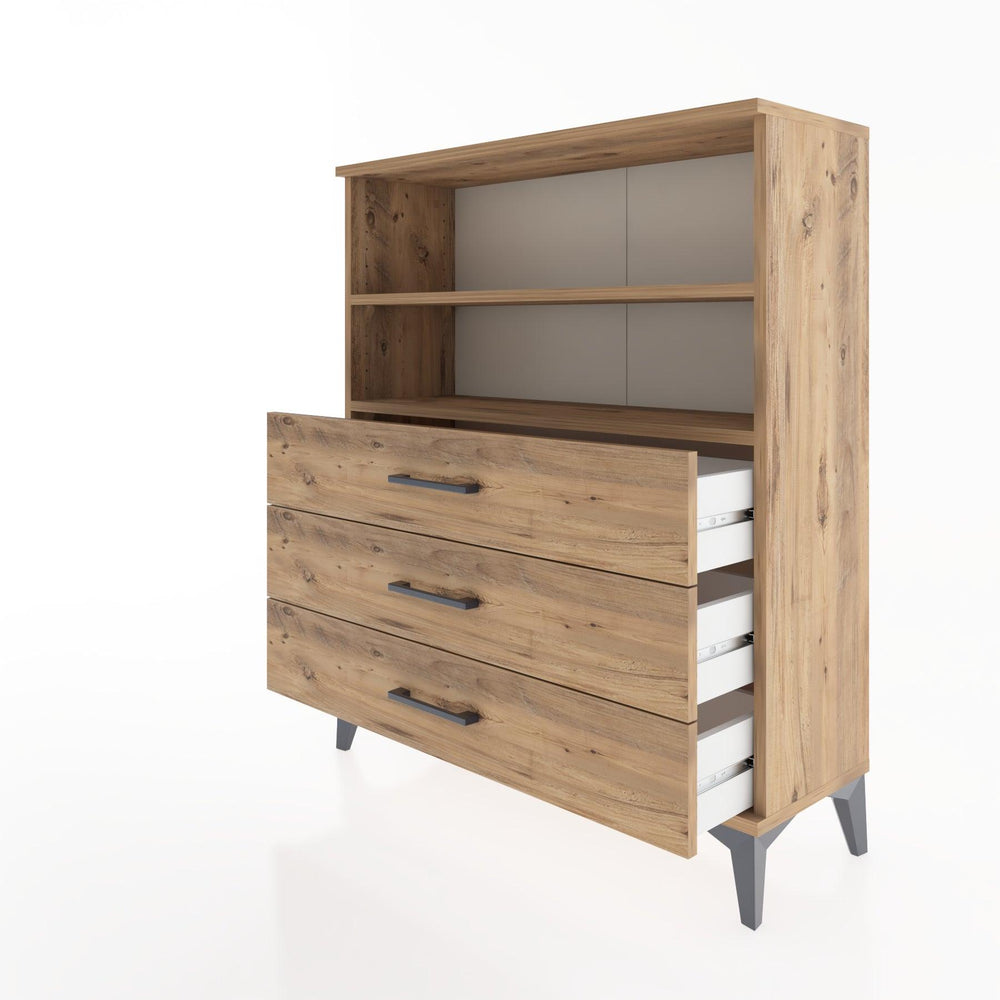 Woodntry Modüler Şifonyer Çam 88x30x94 cm Çekmeceli ve Raflı CR18-3