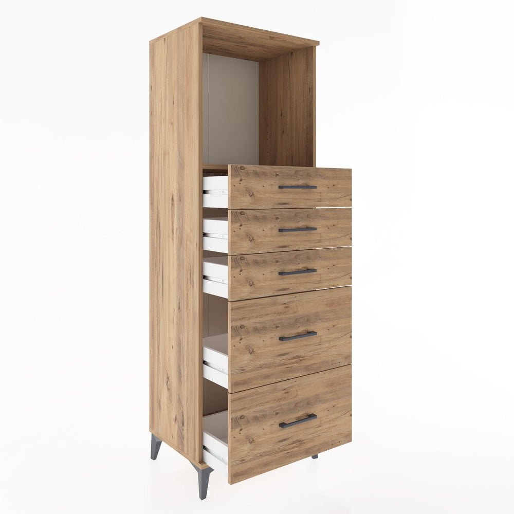 Woodntry Modüler Dolap Çam 60x44x170 cm Çekmeceli ve Raflı CR45-3