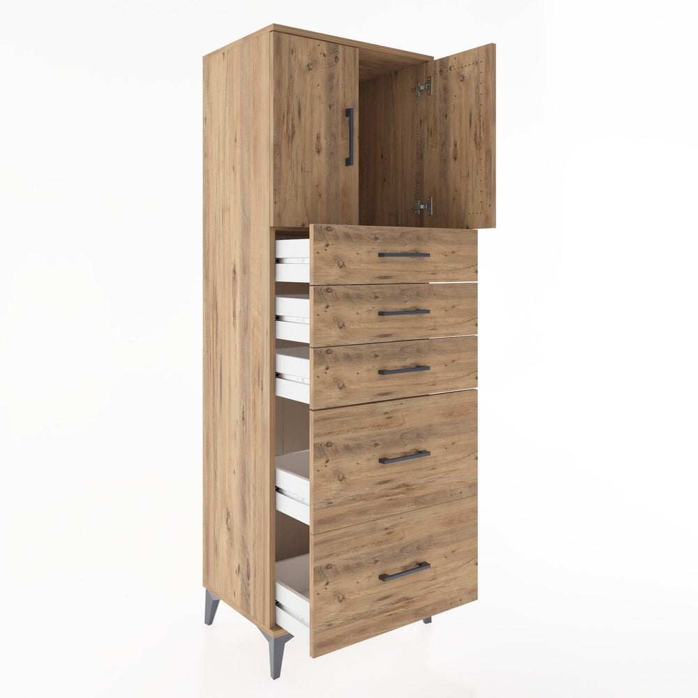 Woodntry Modular Cabinet Pine 60x44x170 cm with Doors and Drawers KC18-3