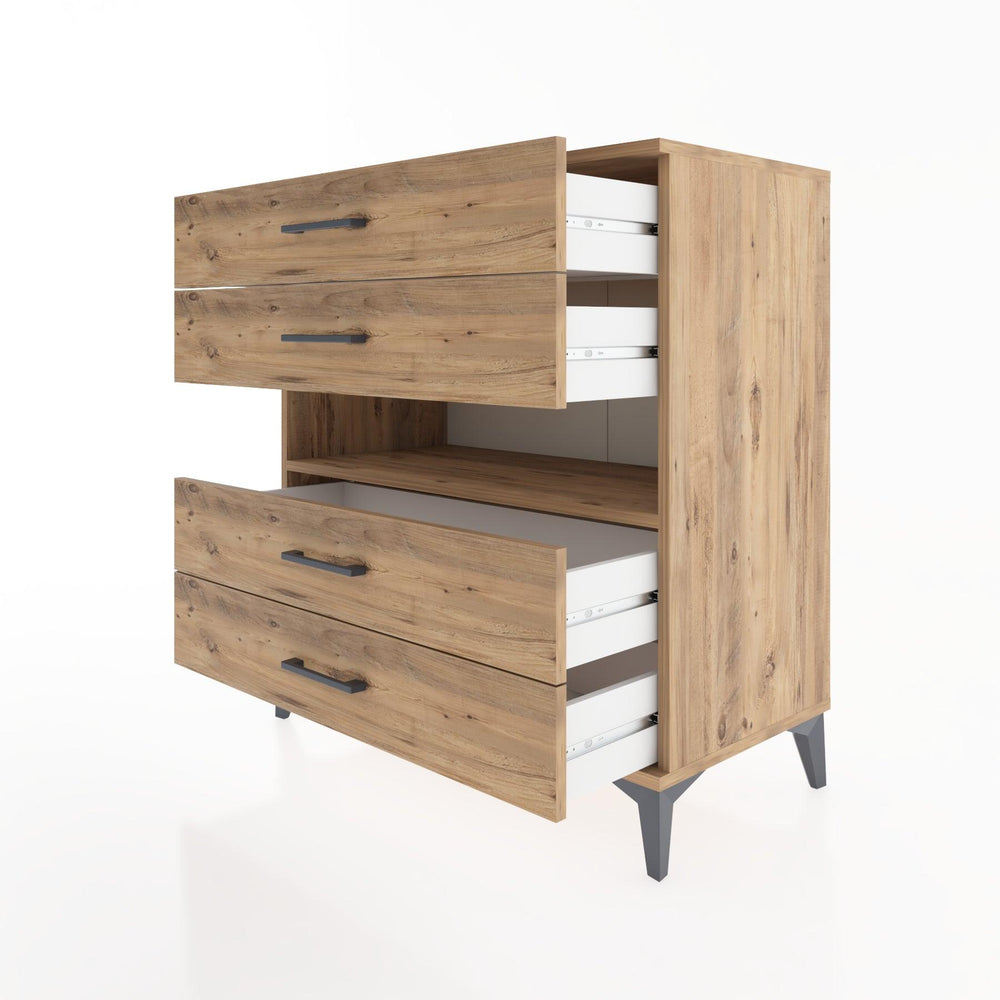 Woodntry Modular Dresser Pine 88x44x84 cm with Drawers and Shelves CR21-3